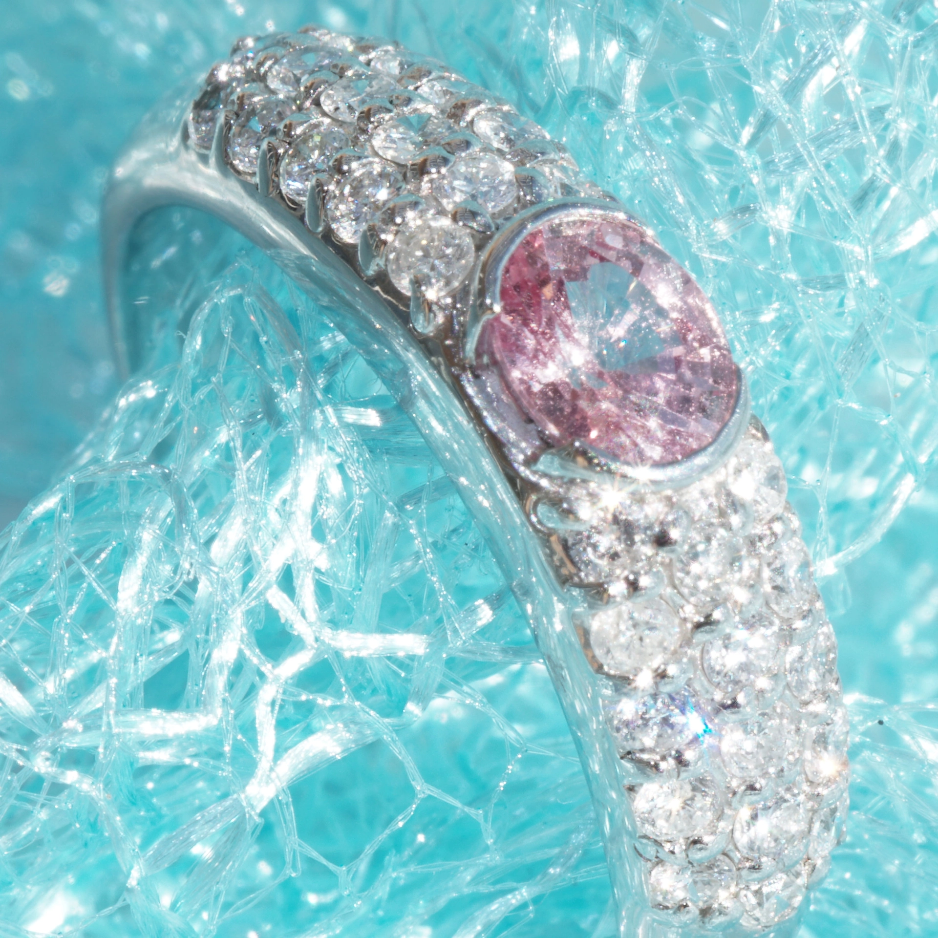 Pink Saphire Brilliant Ring 900 Platinum 0.51 0.50 ct Hot Pink
