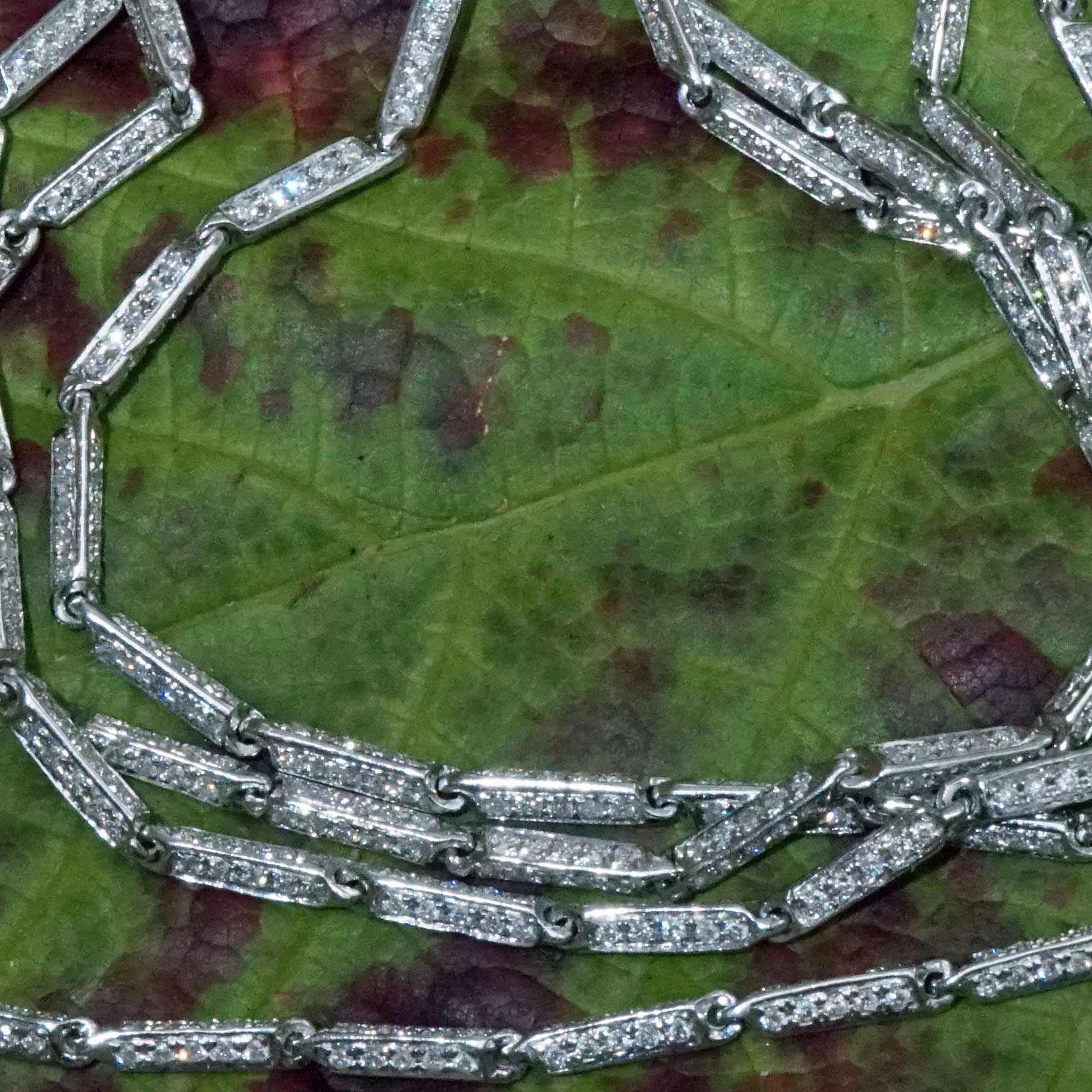Brilliant Necklace 6.65 ct made with 1050 Diamonds 18 kt White Gold..Opera Lenght with 70 cm