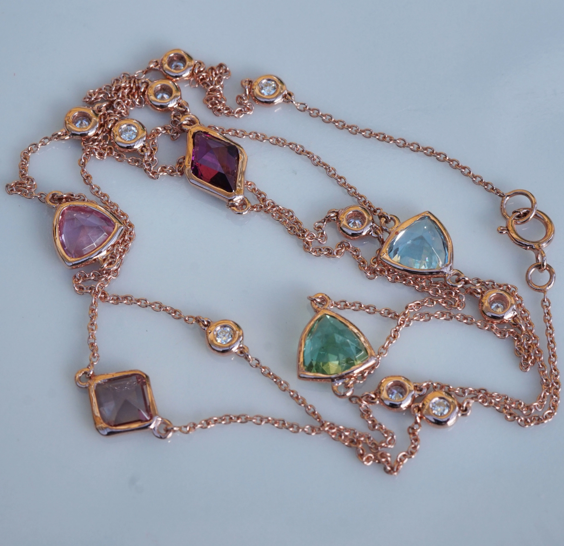 Collier Edelsteine Brillanten 750er Gold CONFETTI COLORS MIX 60 cm