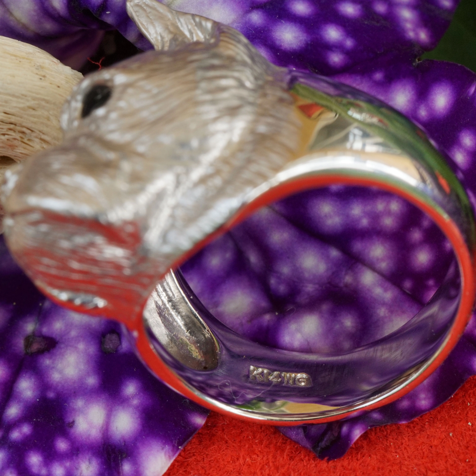 Animal Motif Ring...so cute, a Boxer Dog Head 14 kt White Gold