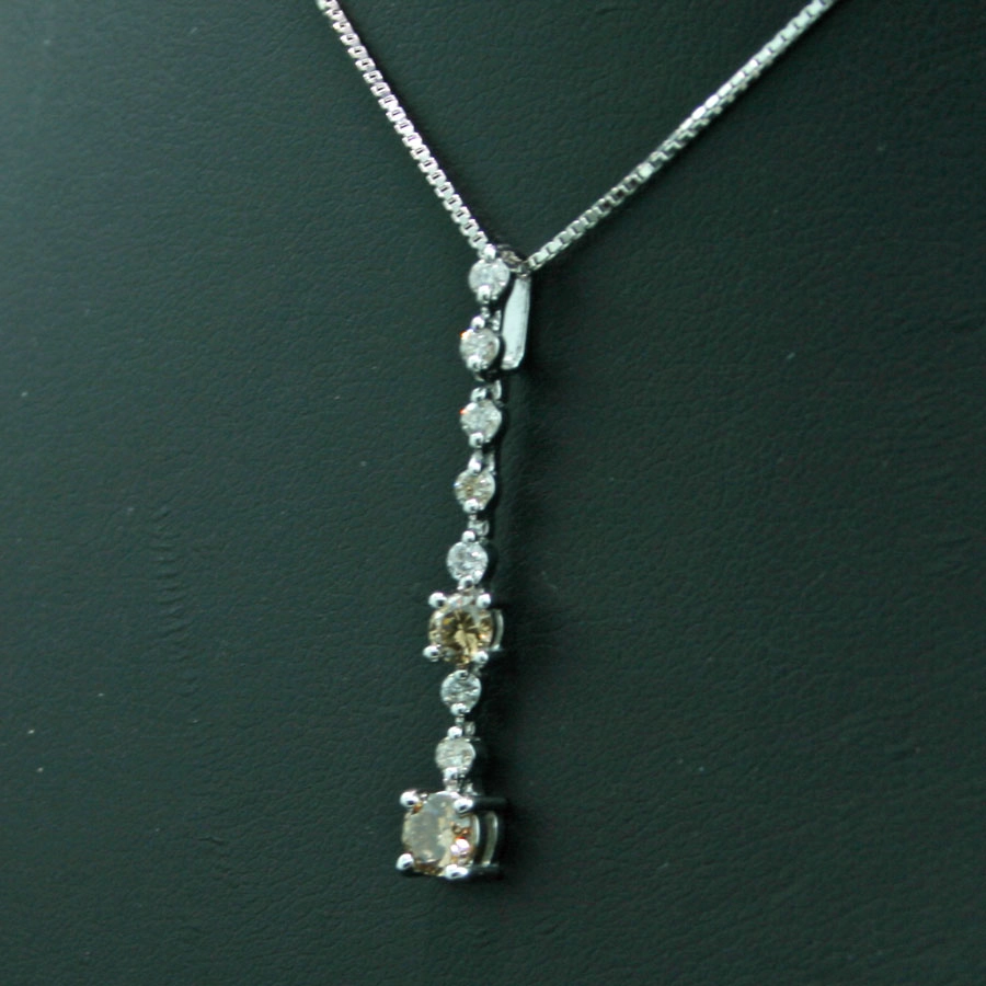 Zweifarbiger-Brillant-Anhänger mit Kette-0.50 ct-750er-Weißgold