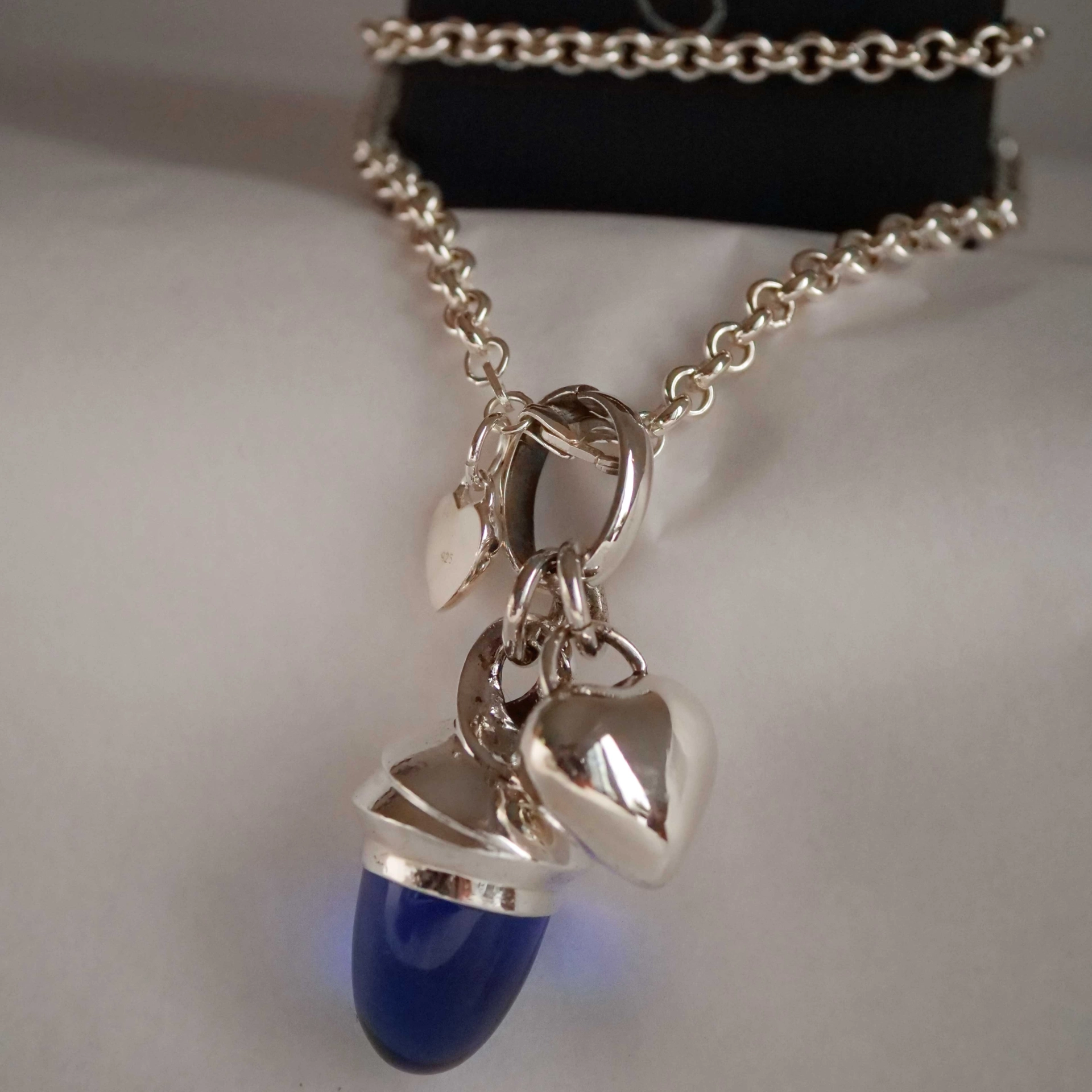 Pendant Royal Blue Obsidian Blue Topaz in a special Cut...ultra marin