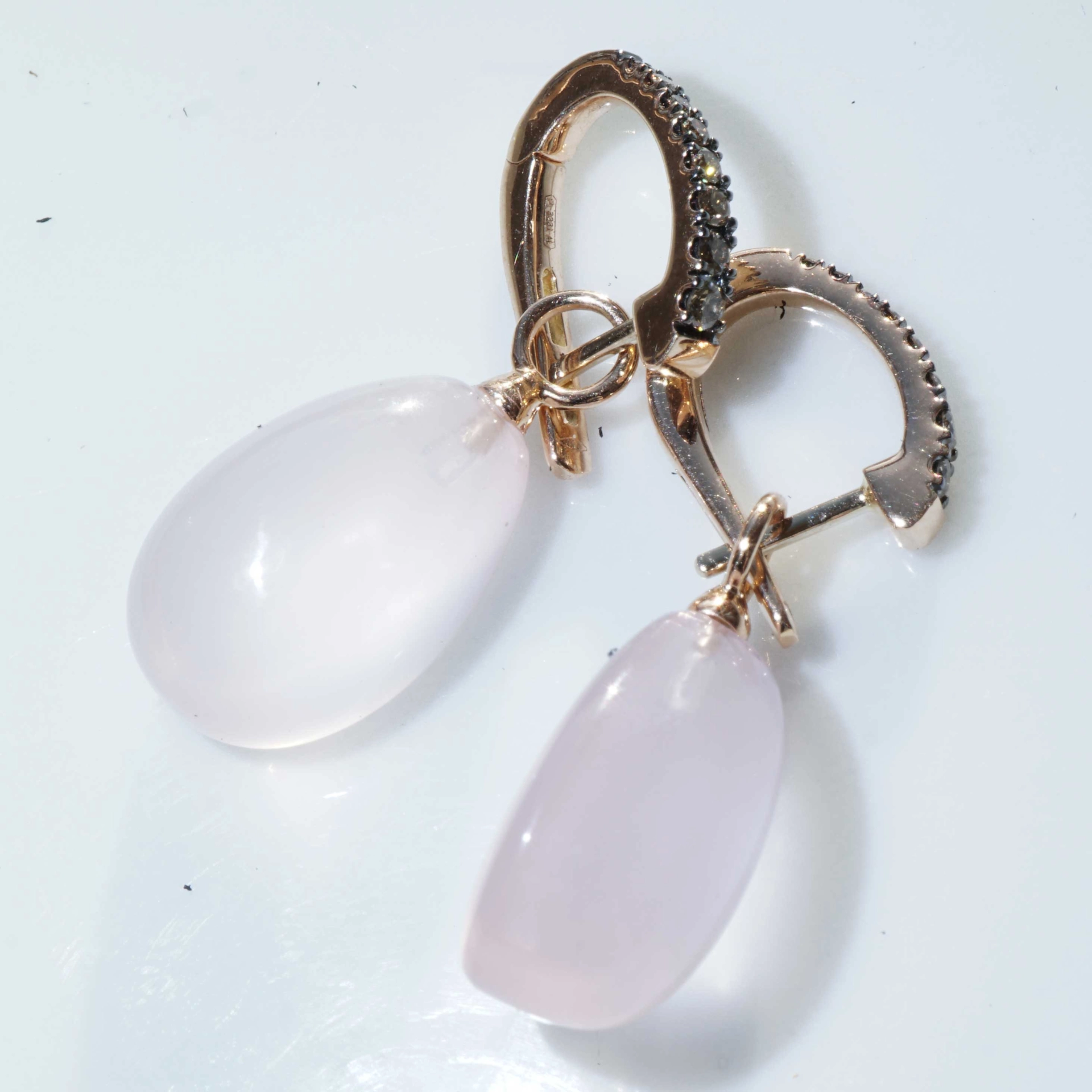 Rose Quartz Brilliant Earrings...easy going 18 kt Rosegold made in Italy