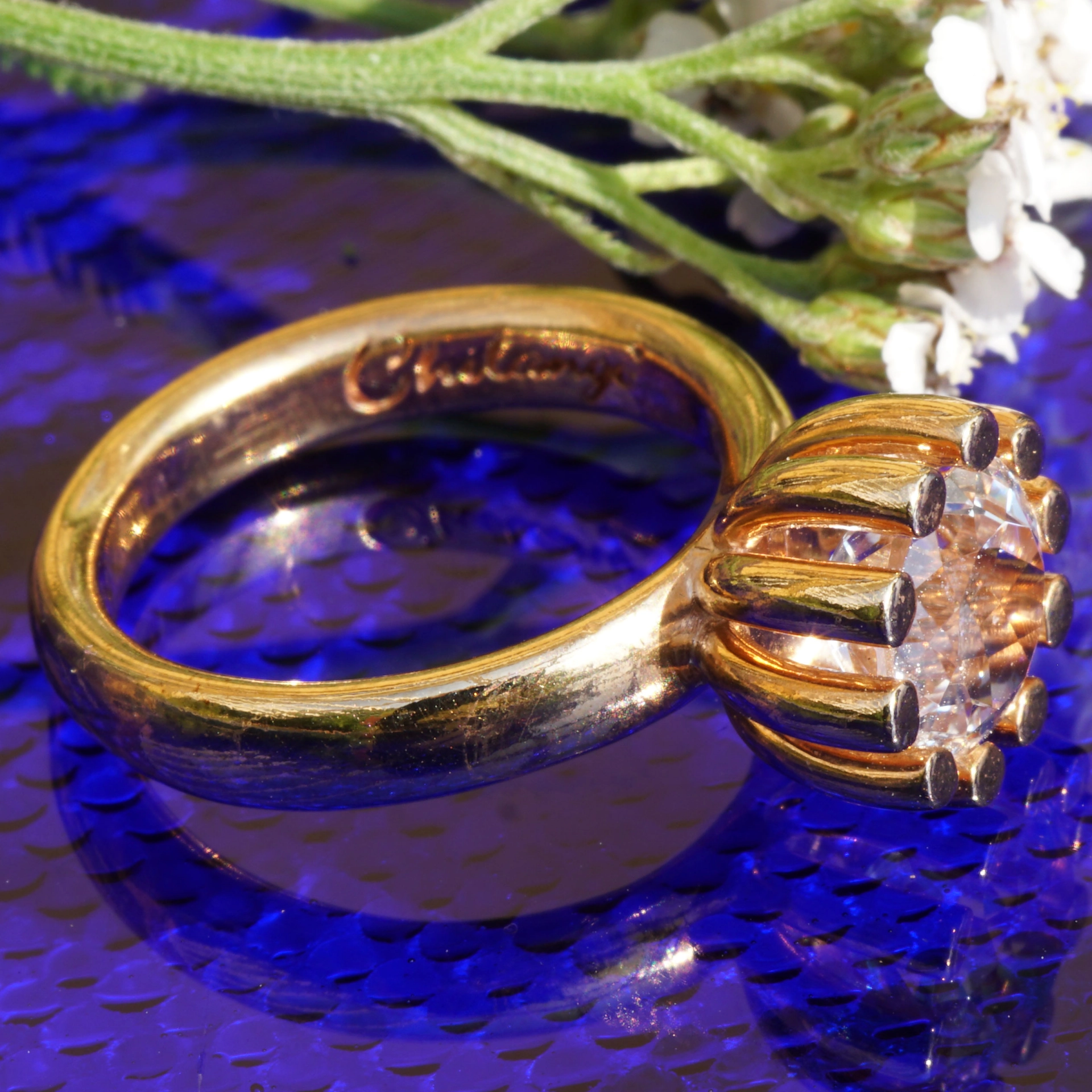 CHILANGO RING Grand Palais rock crystal 925 silver rose gold-plated new with original solid case