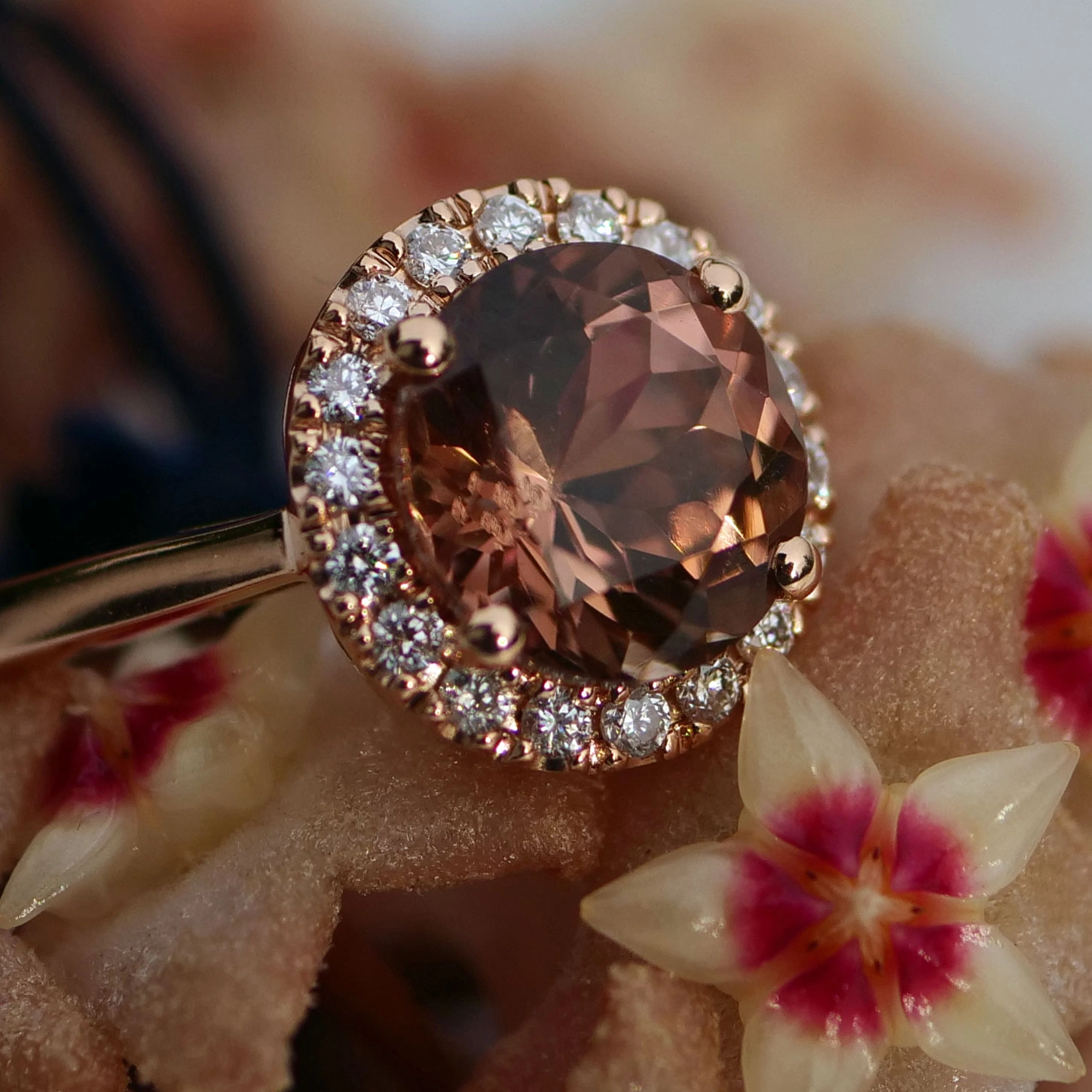 Turmalin Ring 18 kt Rosegold made in Valenza Springcolors