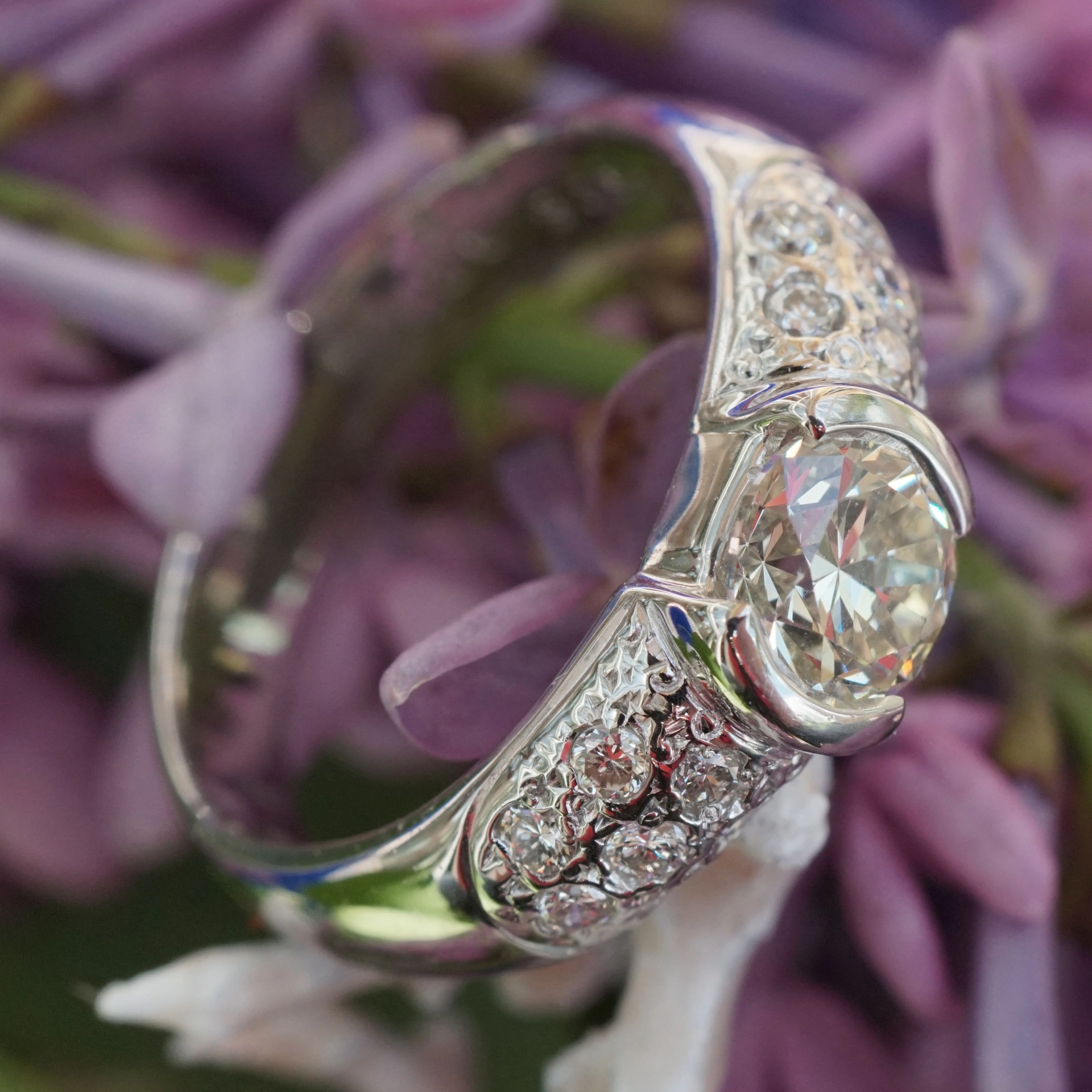 Brillant Ring Solitär 0.90 ct 0.27 ct  Fancy-Yellow-W / VVS-SI 900er Platin