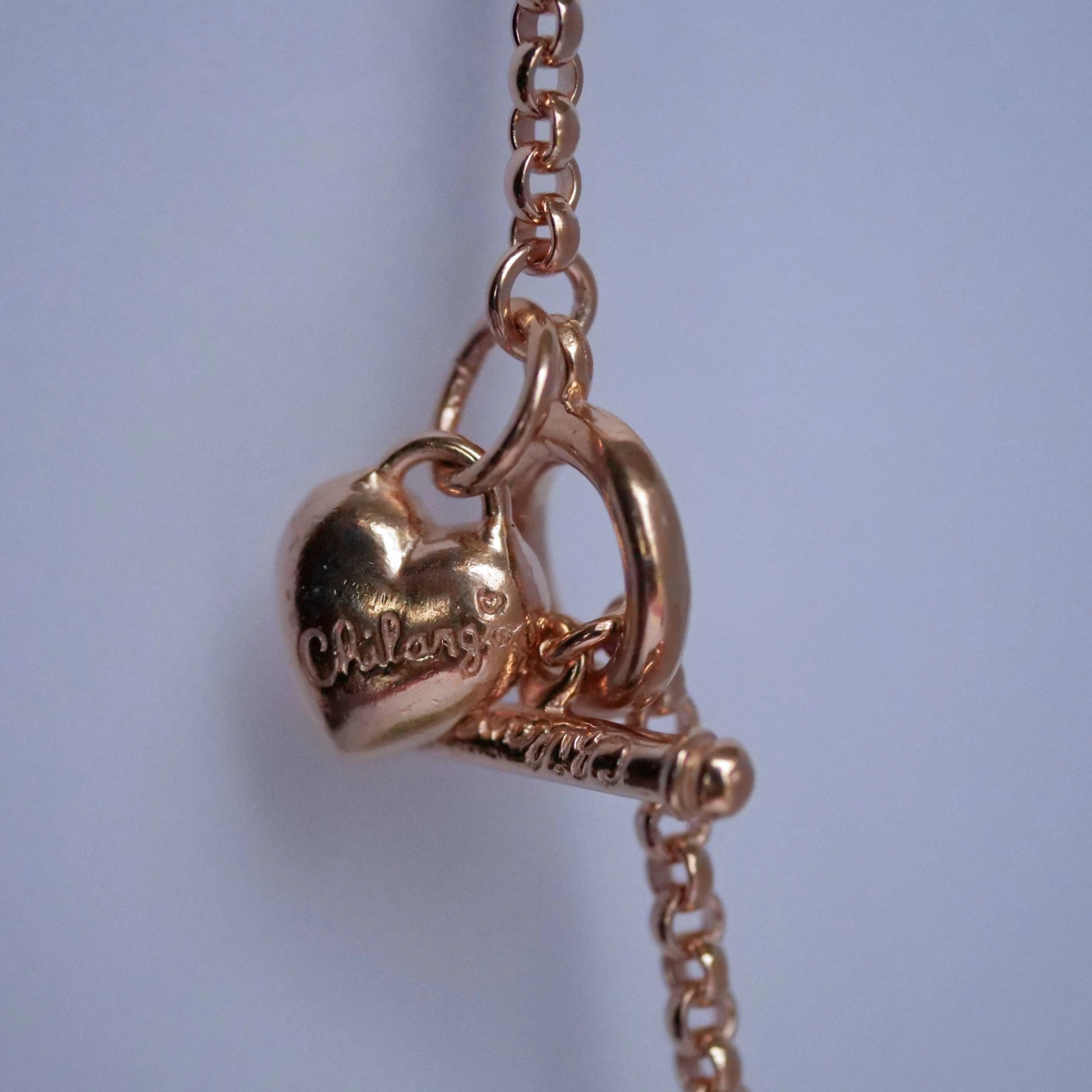 Chilango 4 mm Anchor Chain in 45 cm 925 silver 18kt rose gold plated
