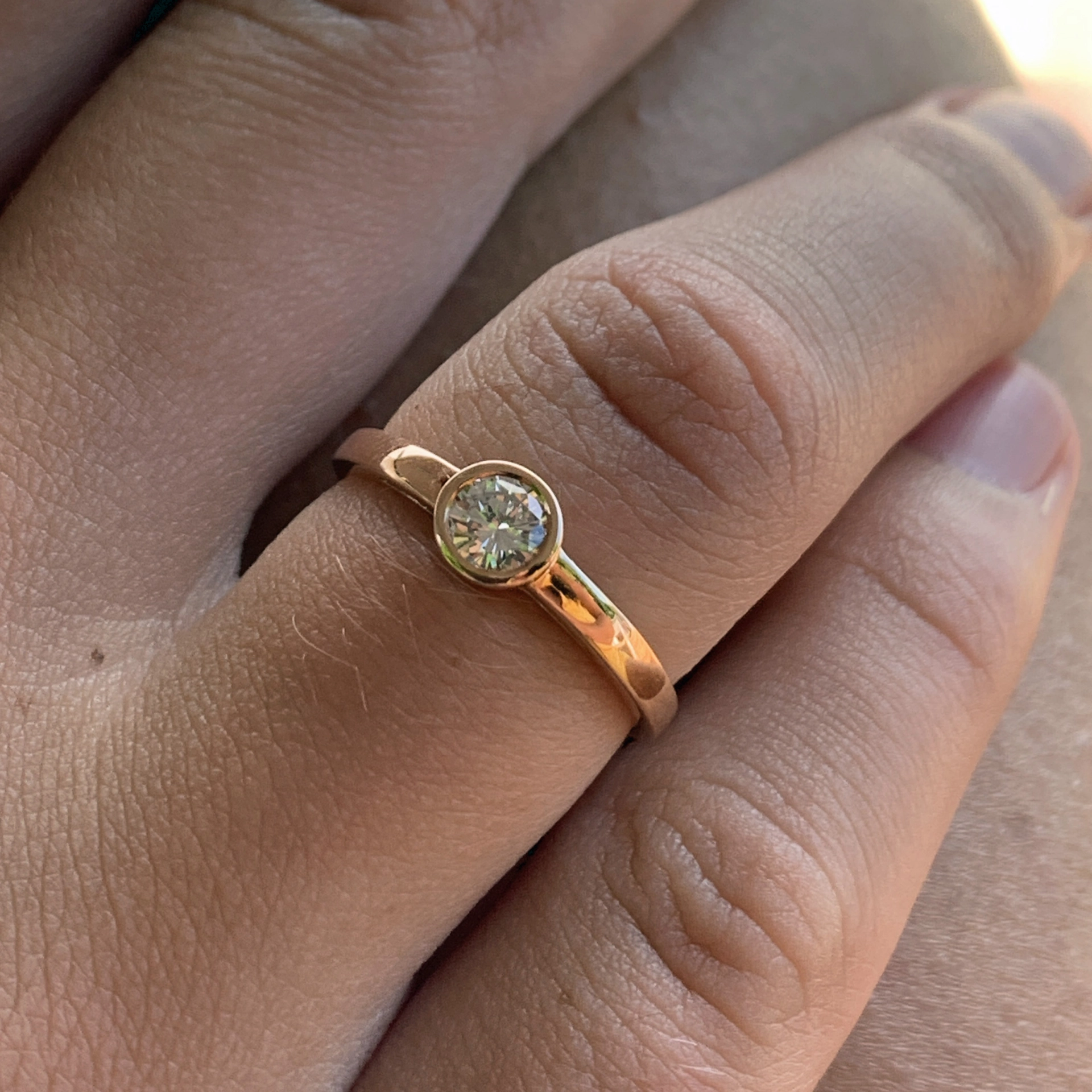 Solitaire Brilliant Ring 0.23 ct TCR VVS2 750 Yellowgold 3.9 mm D. Great Brilliance