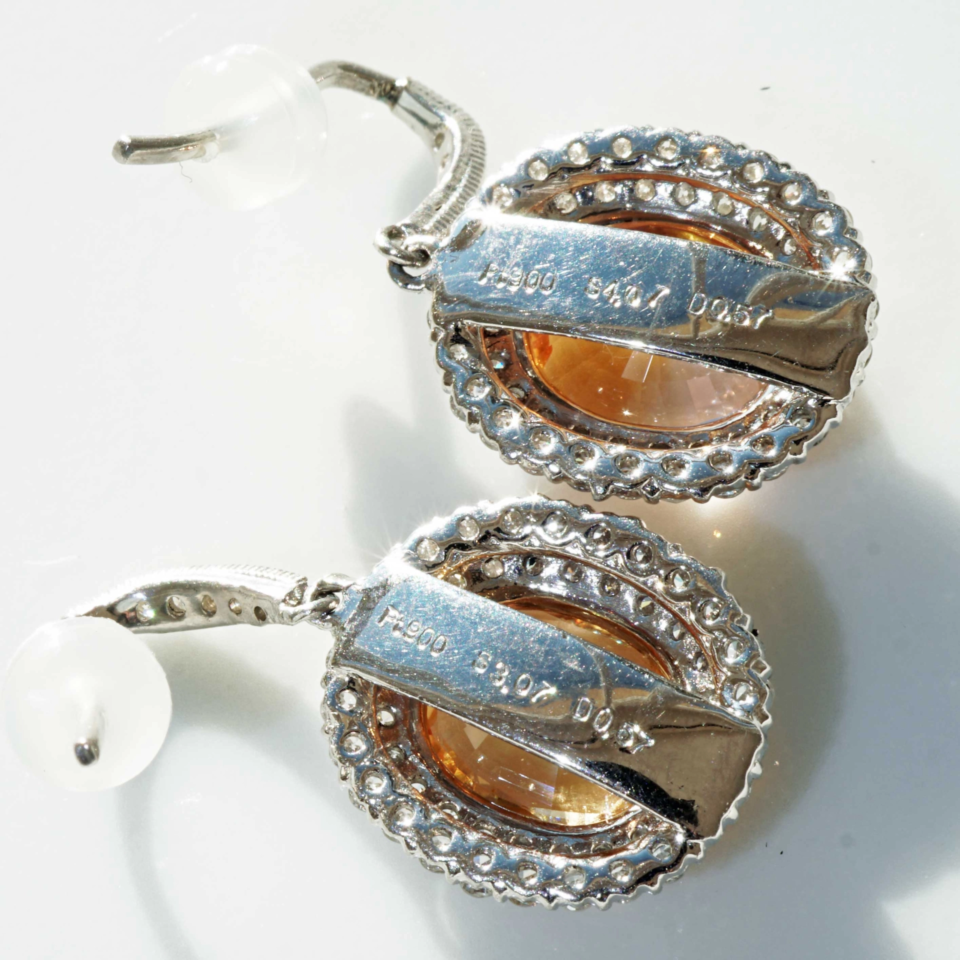 Saphire Brilliant Earrings 900 Platinum orange-pink 7.14 ct......incredible Color