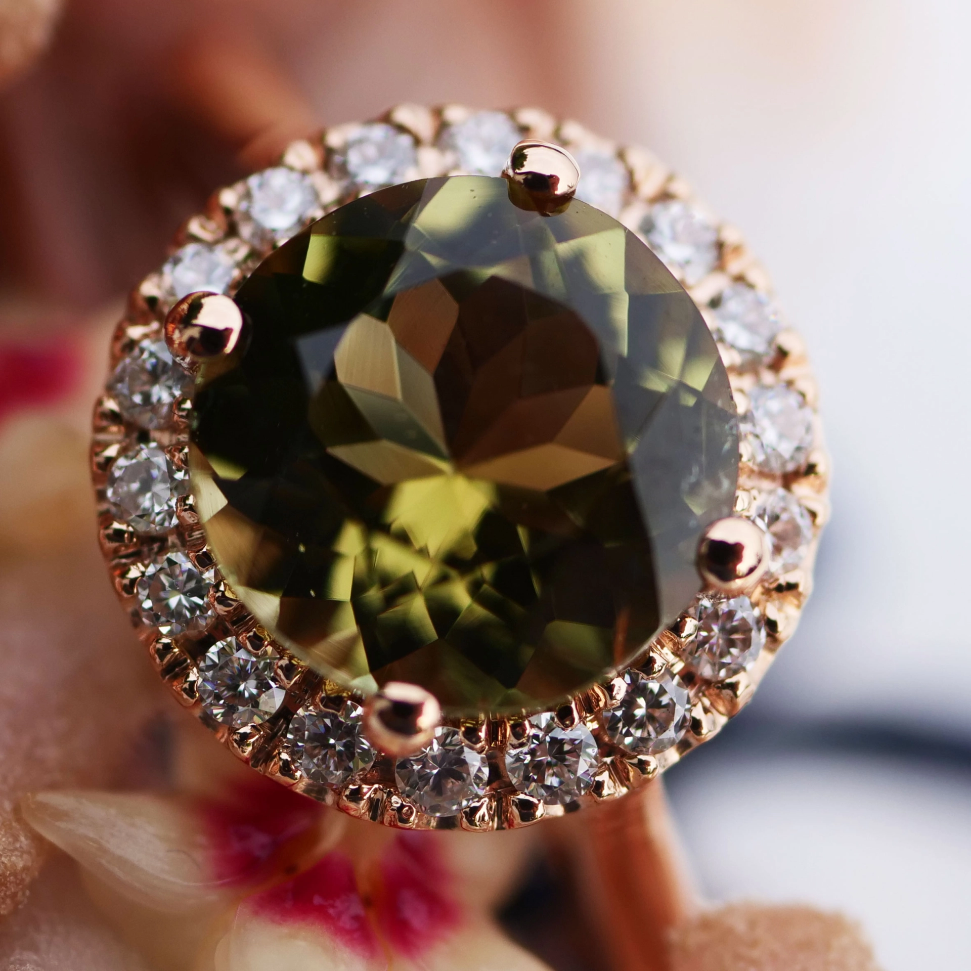 Turmalin Ring 18 kt Rosegold made in Valenza Springcolors