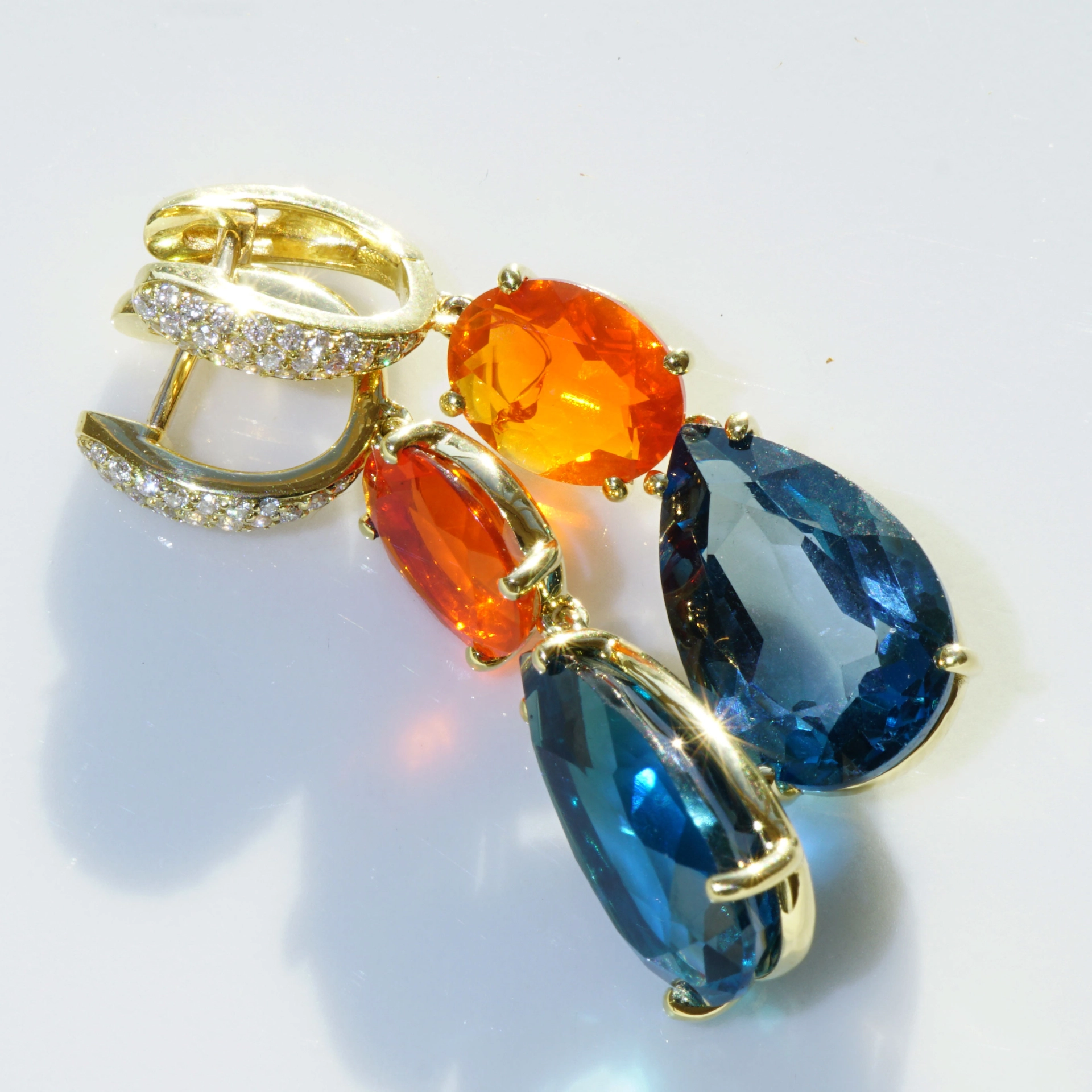 Topaz Fireopal Brilliant Earrings...Quality Earjewellery...Wow Colors