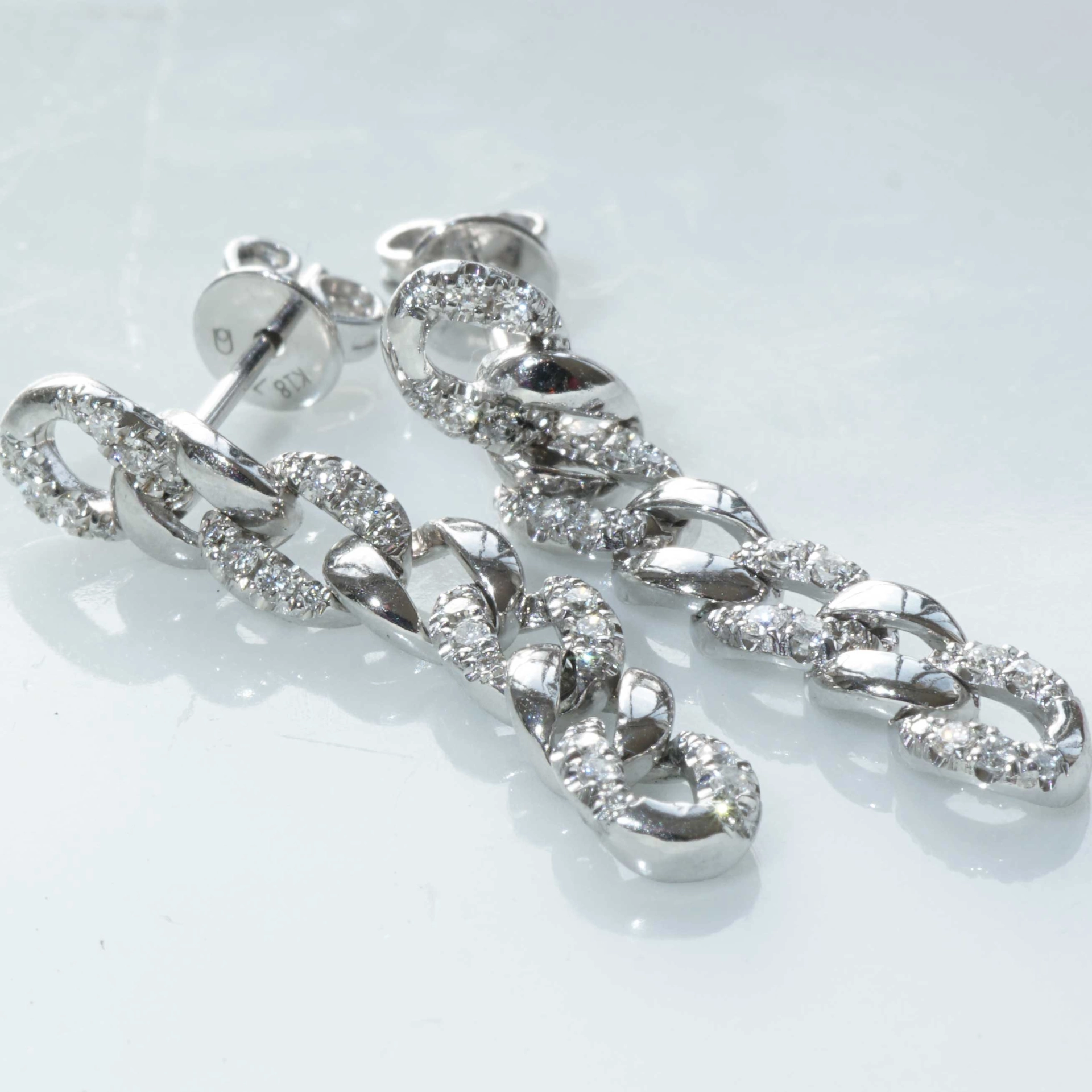 Brilliant Earrings with Studs Armor Links 0.26 ct 18 kt White Gold...fits great to Gold Jewellery