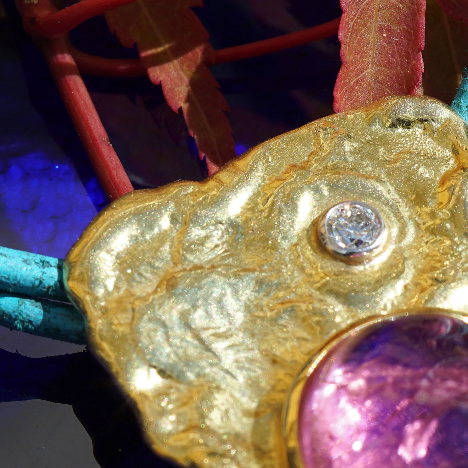 Turmalin Brillant Anhänger 585er Gelbgold massive Handarbeit 12 Gramm