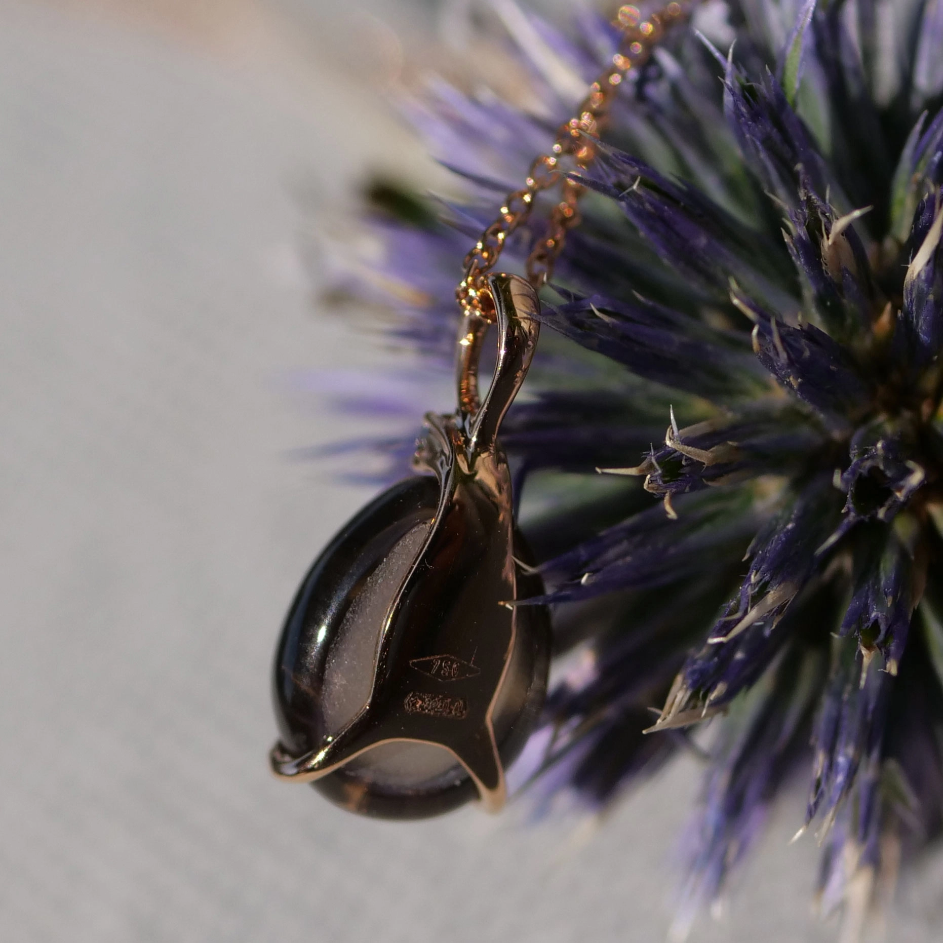 Drop Pendant...soo sweet...with smokeyquartz and brown diamond...made in Italy