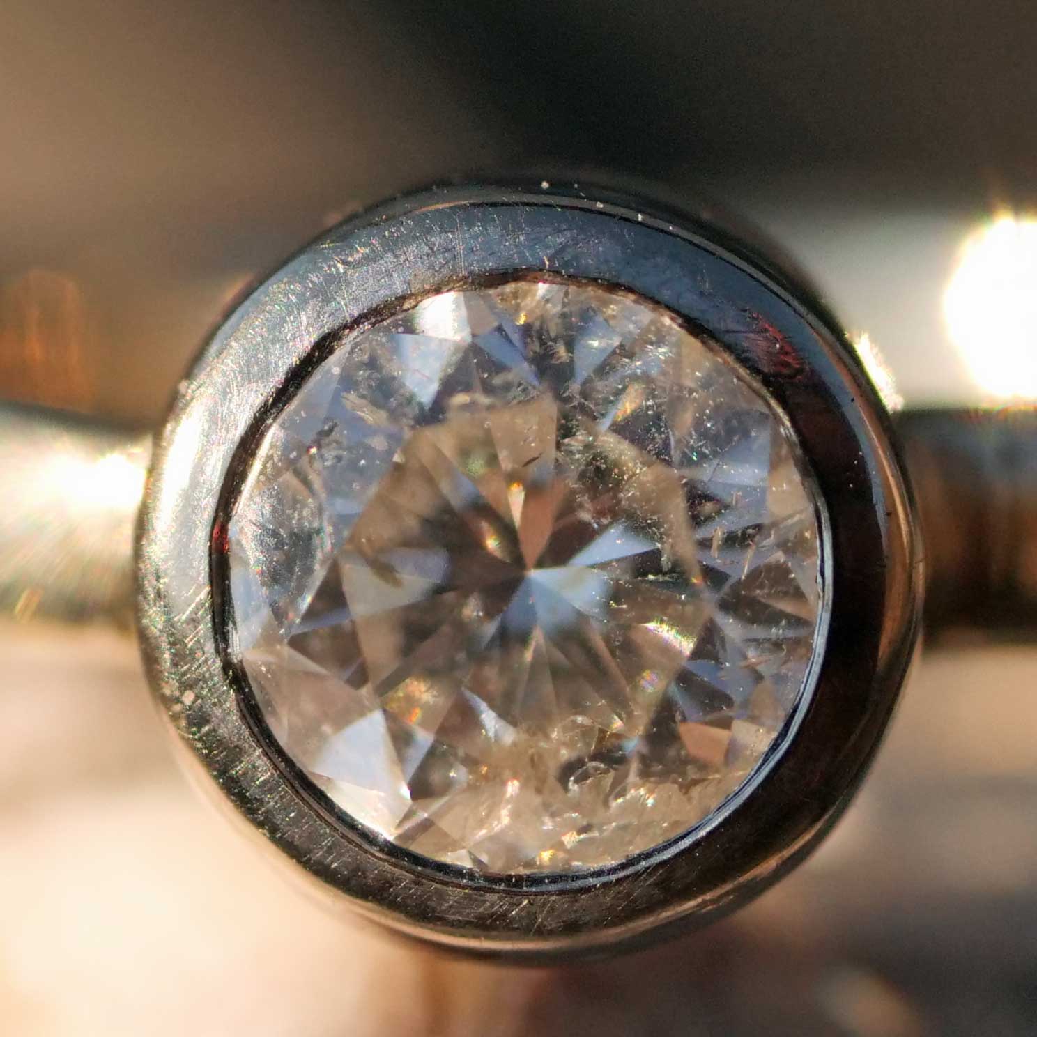 Brilliant Ring 14 kt Whitegold 0.80 ct TW-W P2 Cut in Transition to modern Brilliant Cut