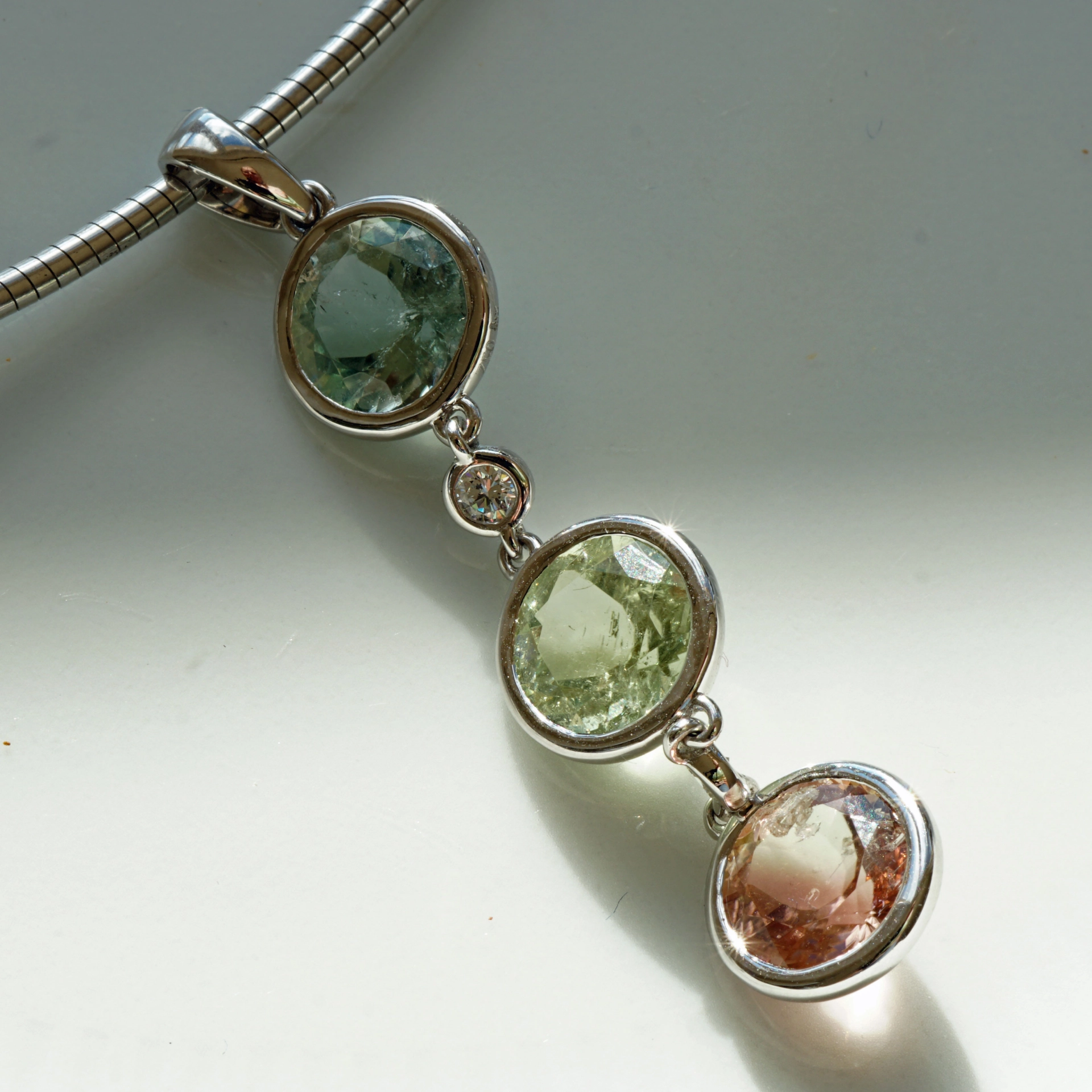 Turmalin Diamond Pendant in its greatest natural Pastel Colors