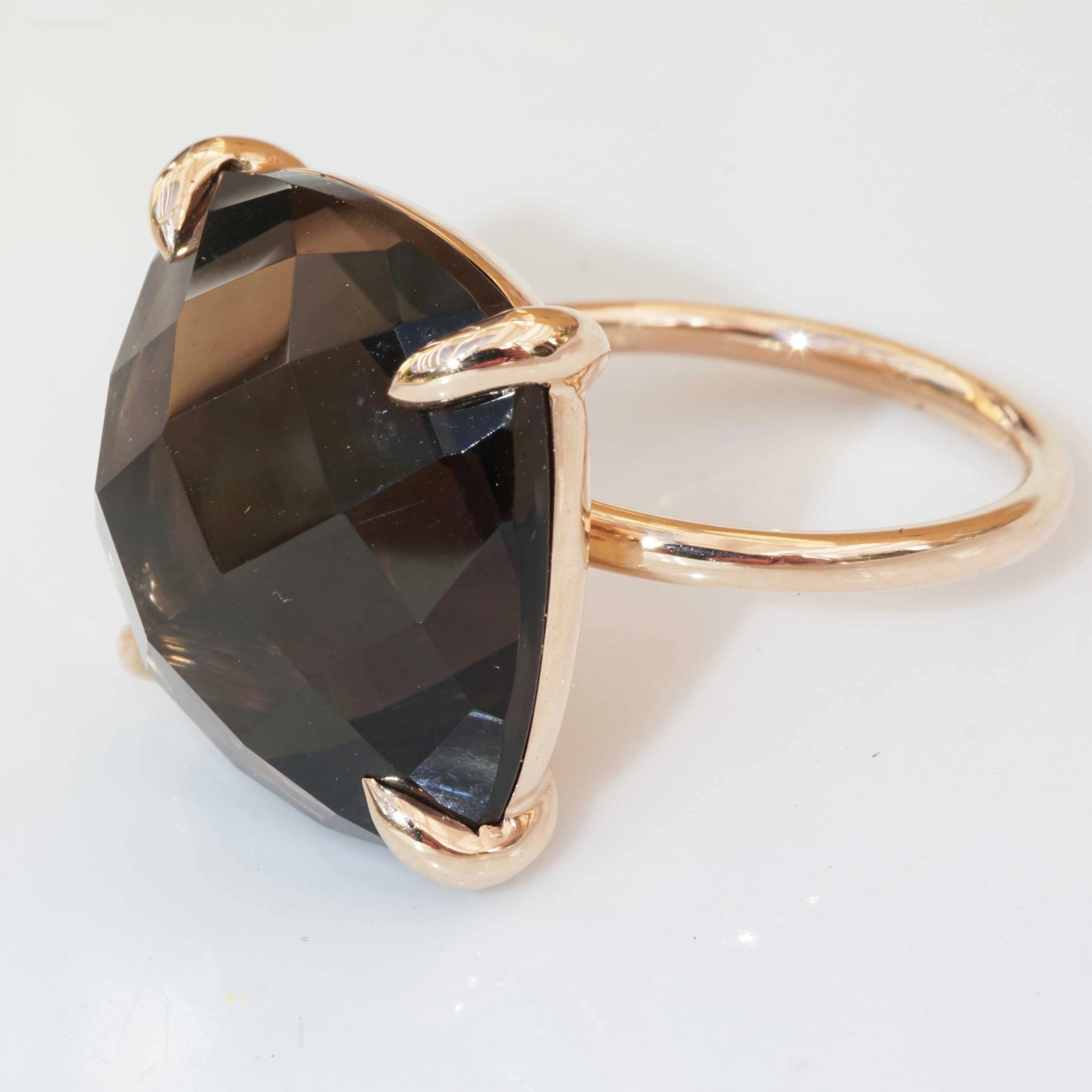 Smoky Quartz Ring XXL Seize 18x18 mm 18kt Rosegold..perfect Combination Ring