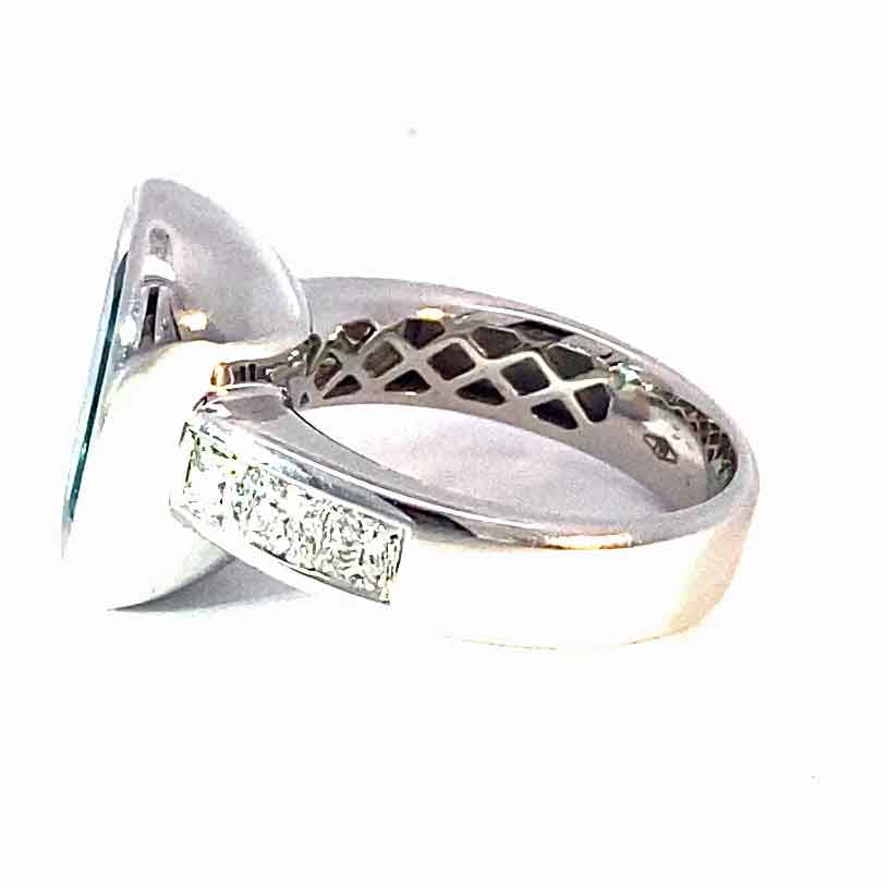 Tourmaline Diamond Ring 750 White Gold Neon Blue Tiffany Blue Afghanistan 8.05 ct Investment Gemstone Rare