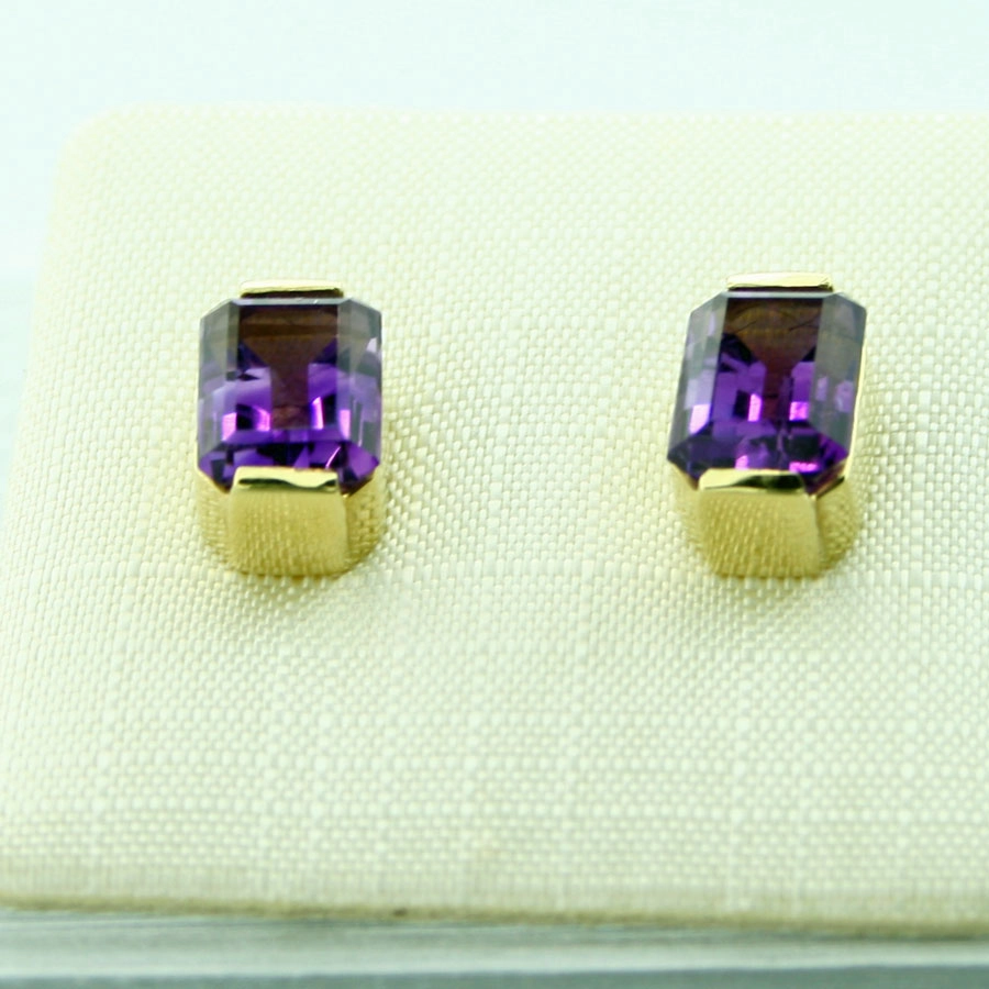 Amethyst-Ohrstecker, 585er-Gold,14 kt Gelbgold