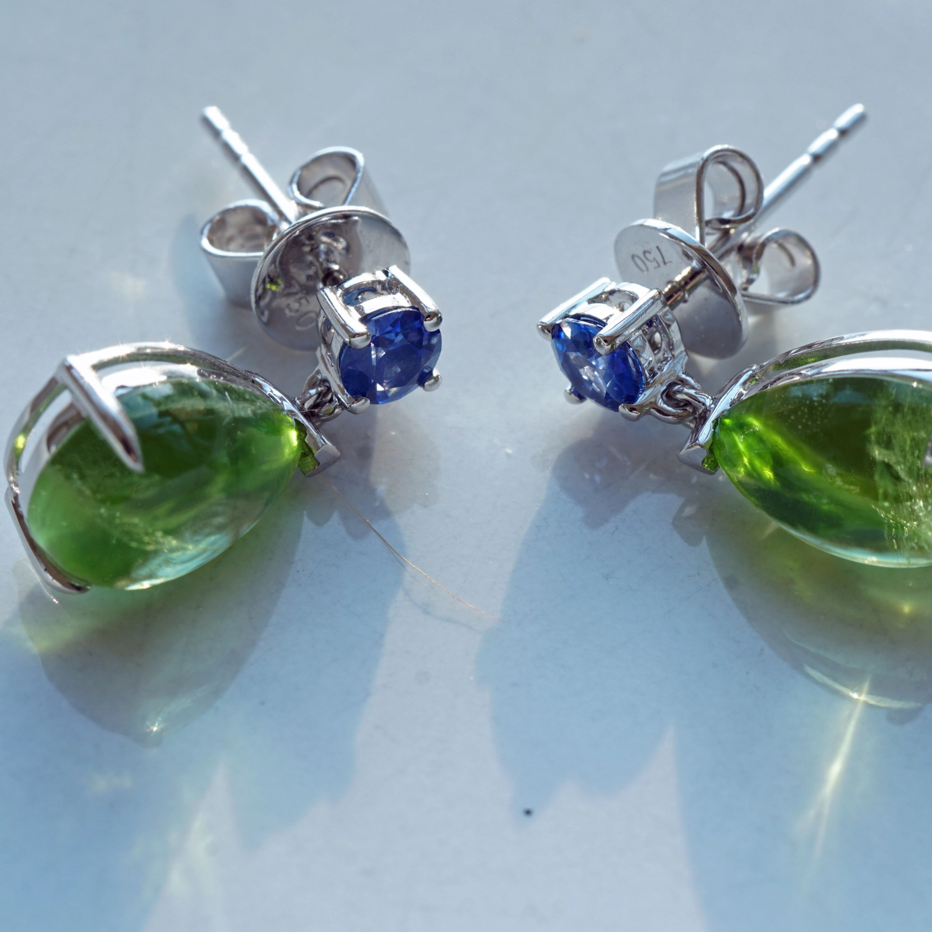 Saphir Peridot Ohrstecker 750er Weissgold...Herzensbrecher Farben Top Saphirqualität