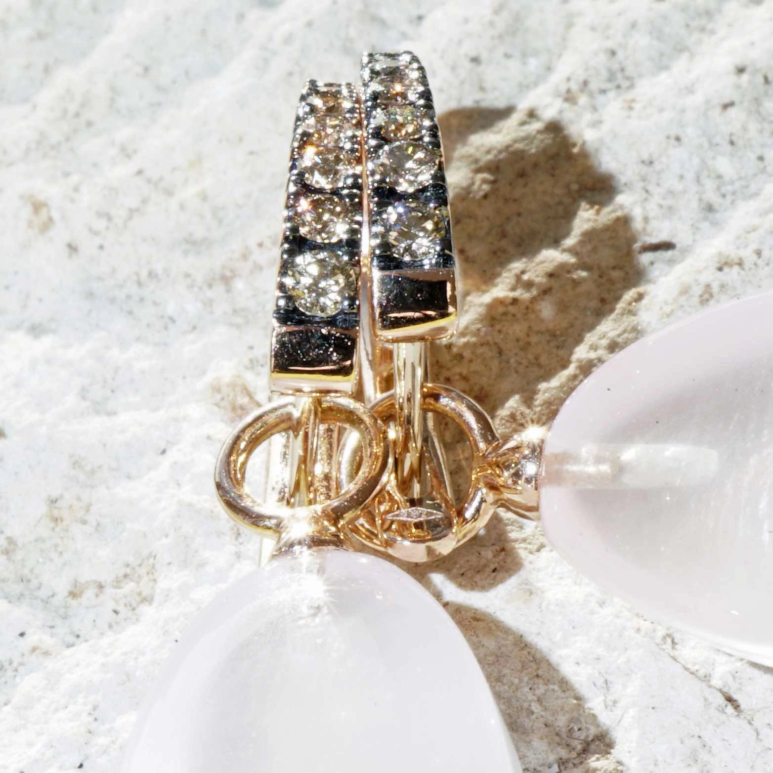 Rose Quartz Brilliant Earrings...easy going 18 kt Rosegold made in Italy