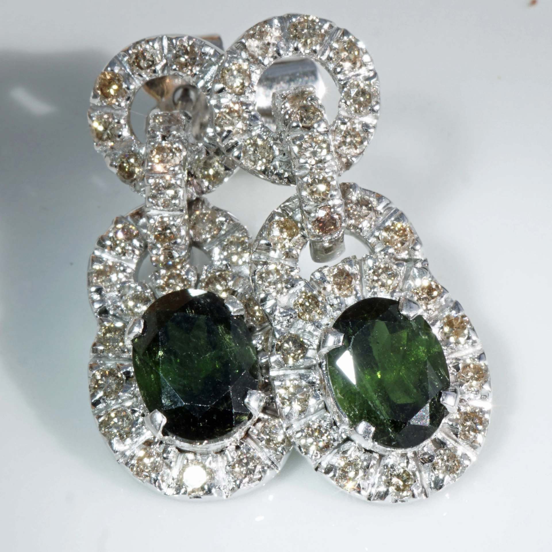 Tourmaline Brilliant Earrings 14 kt White Gold...splendor Earrings