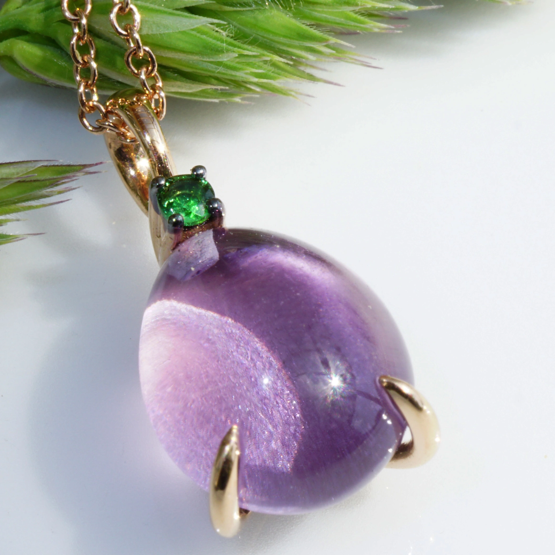 Drop Pendant...soo sweet...with amethyst and tsavorithe...made in Italy