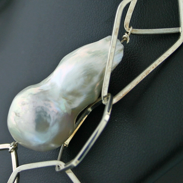 Lange Silbergliederkette mit Jumboperlen 925 Silber