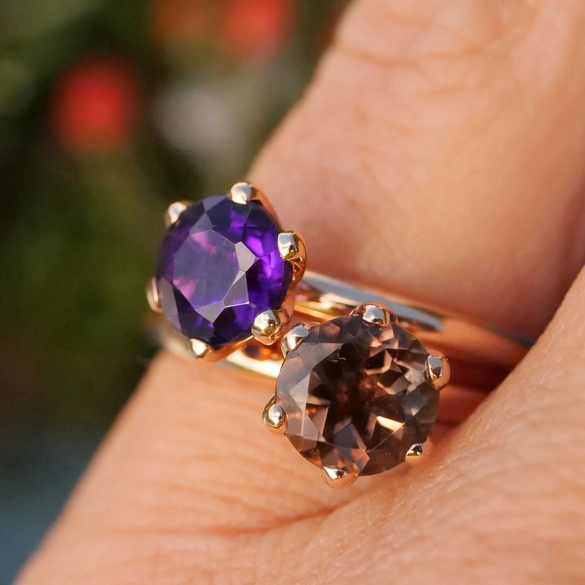 Bestseller Combination Ring made in Valenza...18 kt Rose Gold with Amethyst