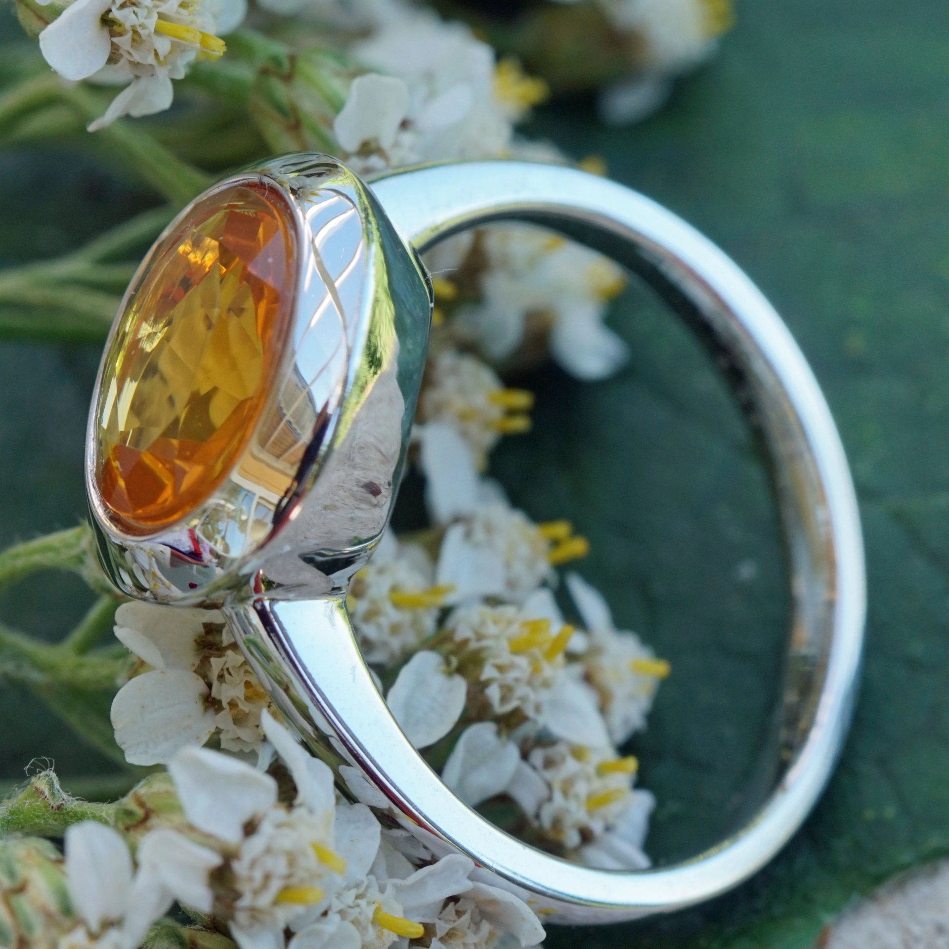 Fire Opal Ring 18 kt White Gold....fine Color