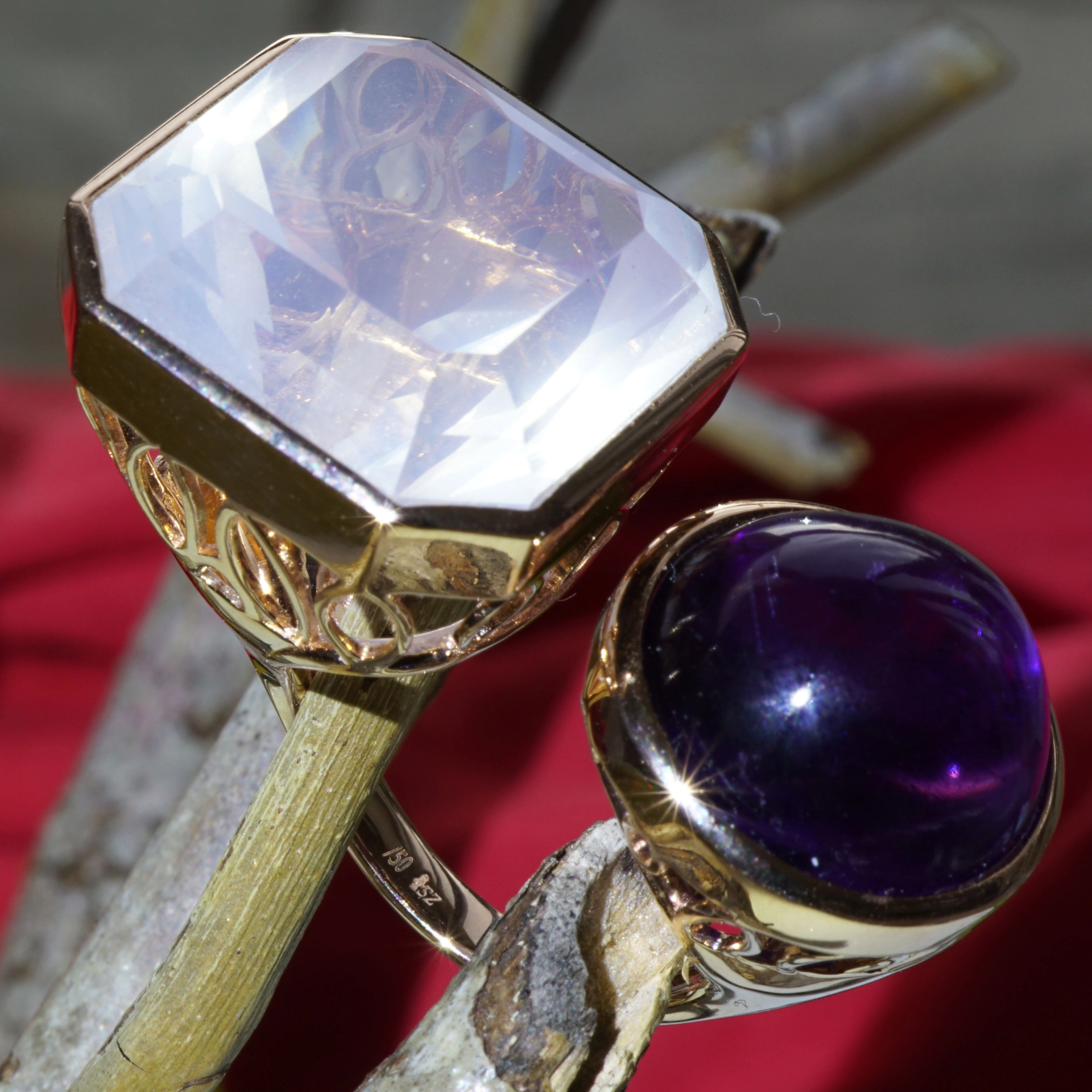 XXL pink Moonstone Amethyst Ring...extremlx hot
