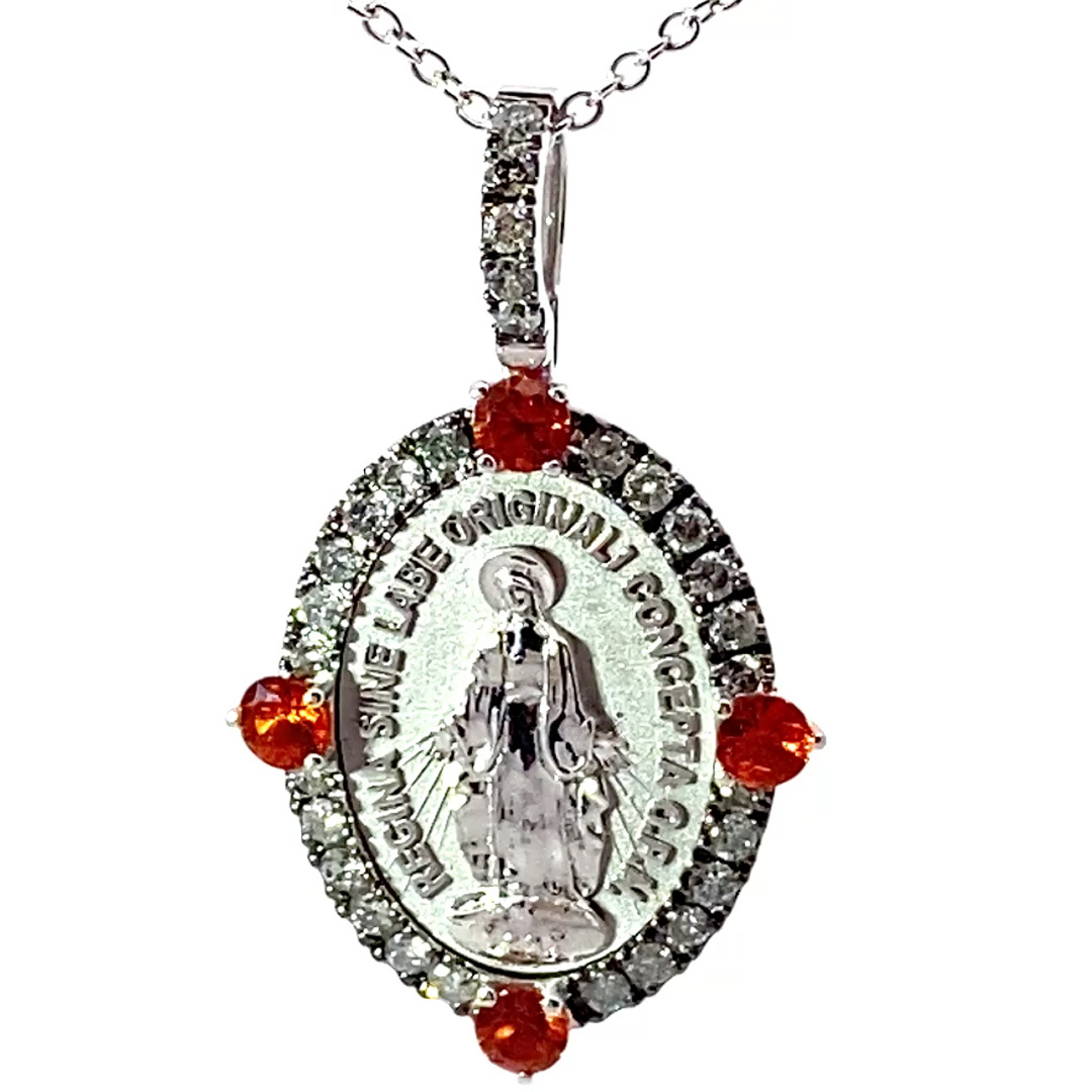Very Chic Saphire Brilliant Madonna pendant made in Italy bright orange Color 33 x 20 mm
