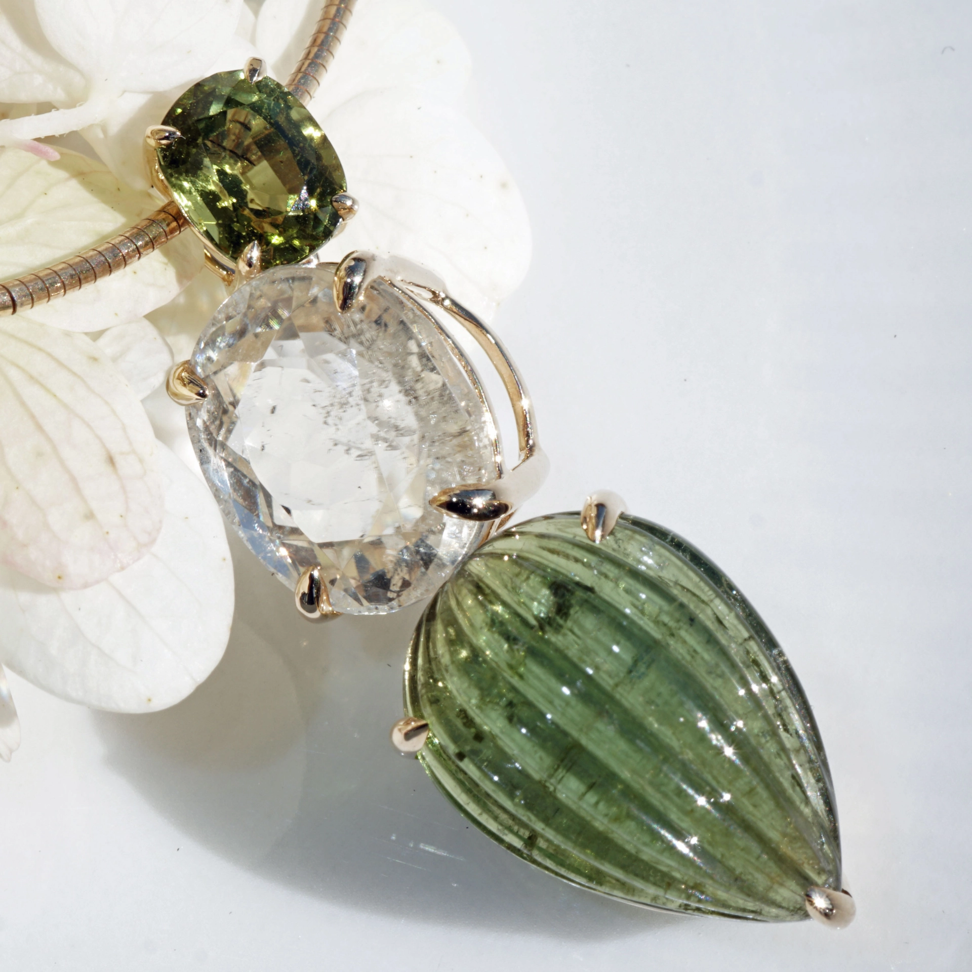 Tourmalin Pendant 18 kt Yellow Gold....to fall in love with the Color Green
