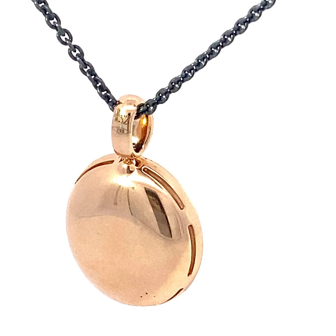 Transparent Moonstone Diamond Pendant with Chain in 750 Rose Gold black rhodium-plated from Madagascar