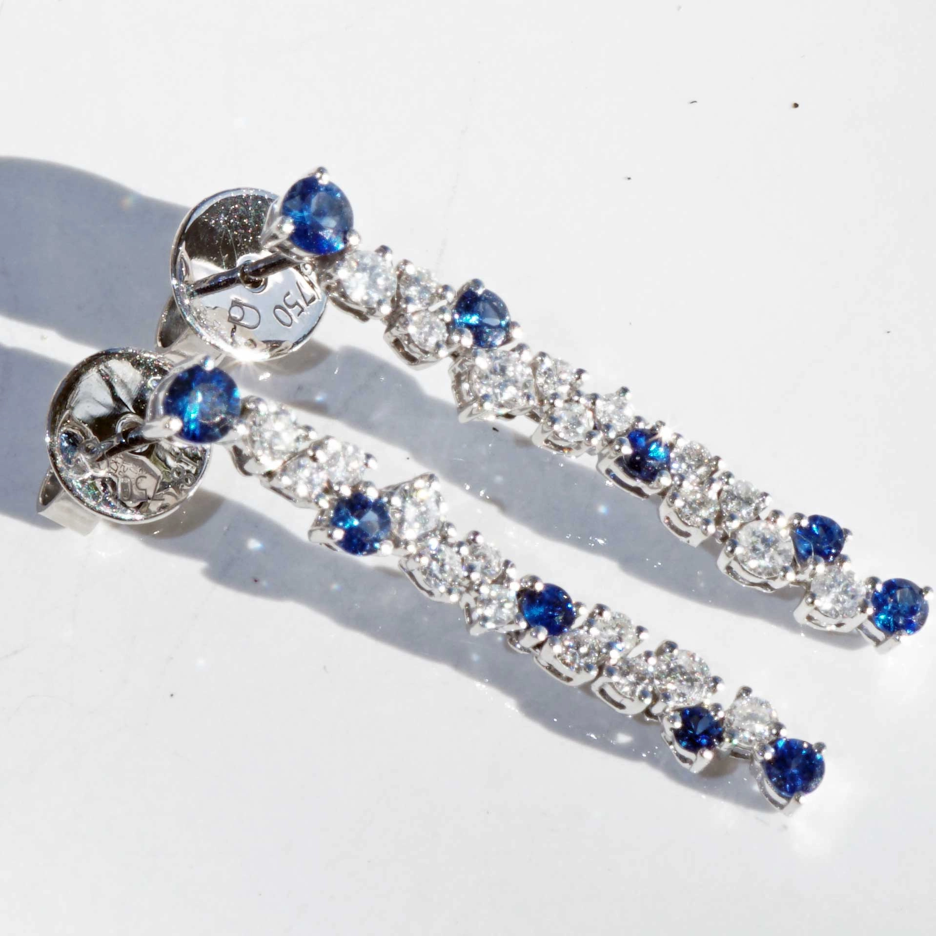 Saphire Brilliant Earrings 18 kt White Gold...for a glorious Appearance