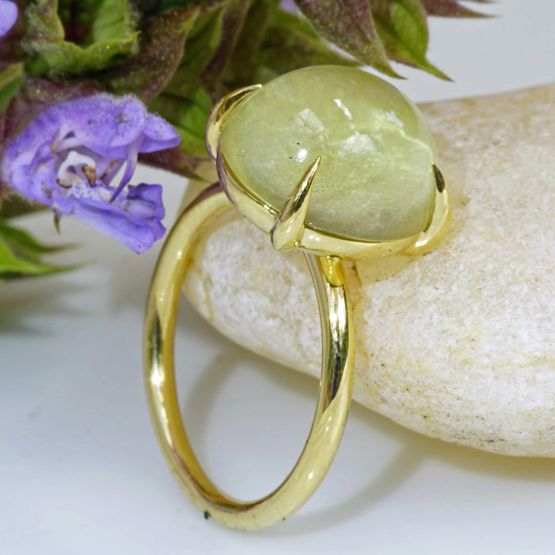 Lemon Quartz Ring 13x12 mm 18kt Yellow Gold...perfect Combination Ring