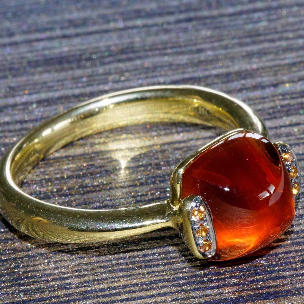 Citrine Saphire Ring 750 Yellow Gold Sweety Combination Ring Simply Casual