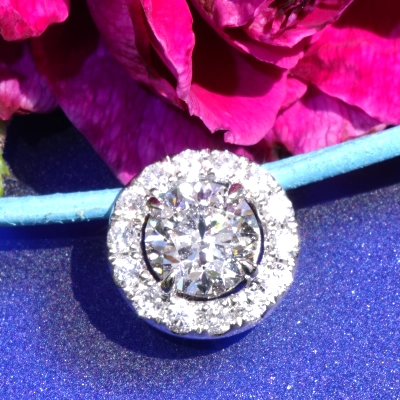 Pendant 18 kt White Gold Round full cut Brilliant 1.00 ct E  SI1  GIA report