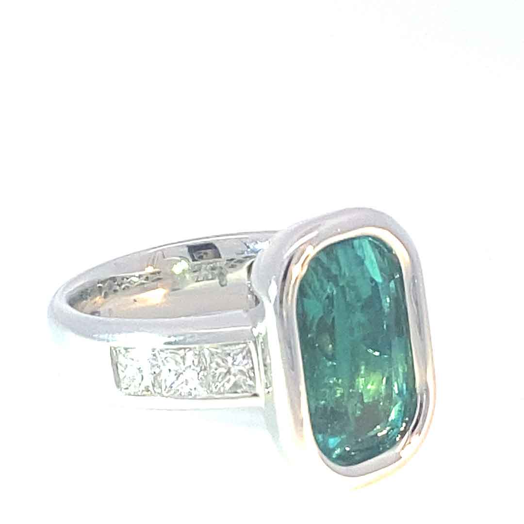 Tourmaline Diamond Ring 750 White Gold Neon Blue Tiffany Blue Afghanistan 8.05 ct Investment Gemstone Rare