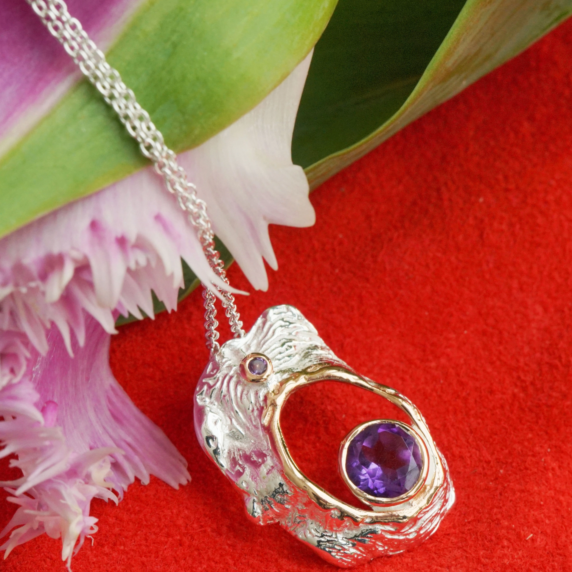 Set:Amethyst Anhänger und Ohrhänger 925er Silber Stand by me tolle Amethystqualität