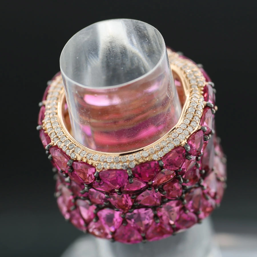 PINK NIZZA 24ct TURMALIN Brillant Memoire Ring 1.24 ct 750er Rosegold