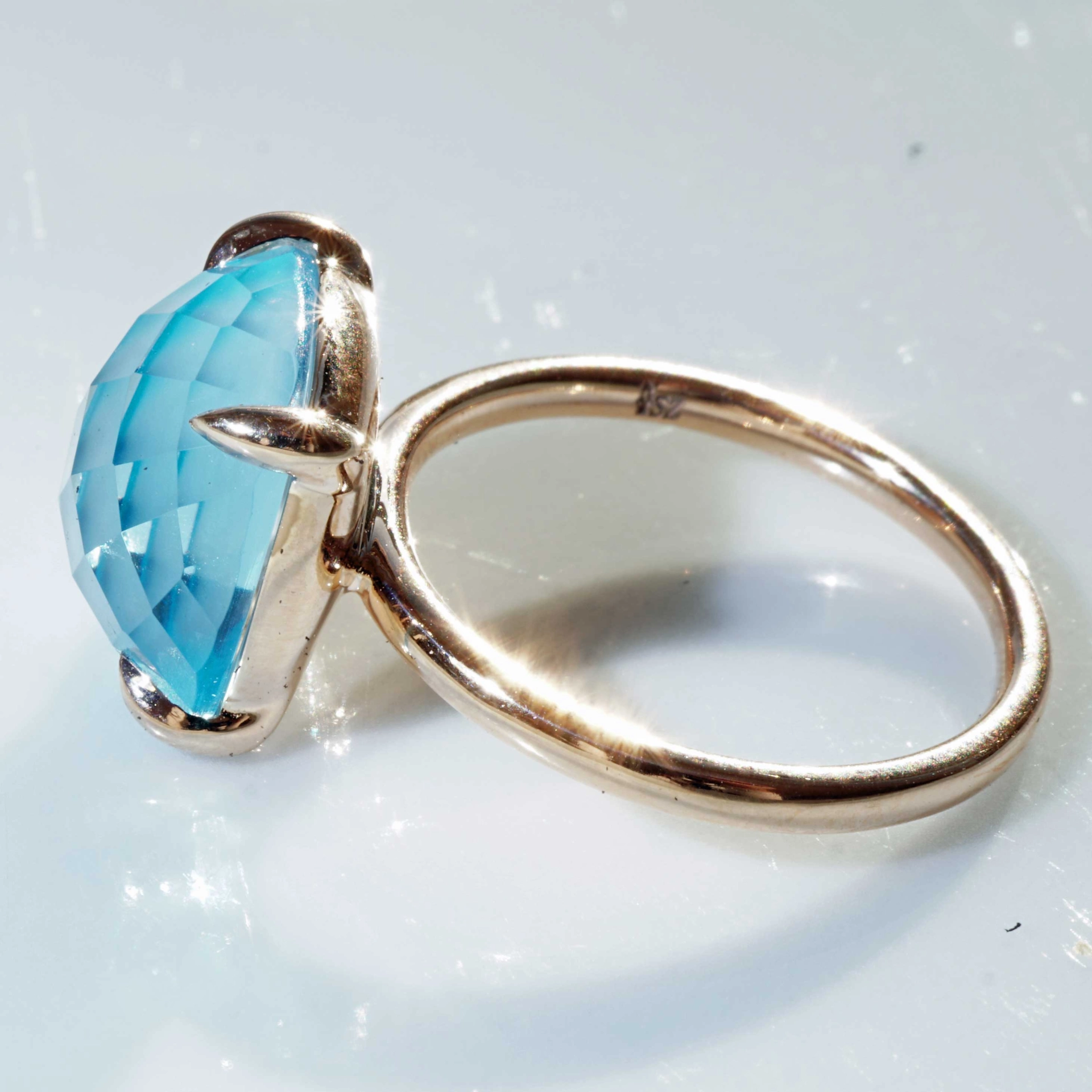 Bluetopas Ring 12 x 12 mm 18 kt Rose Gold...what a perfect Combination Ring