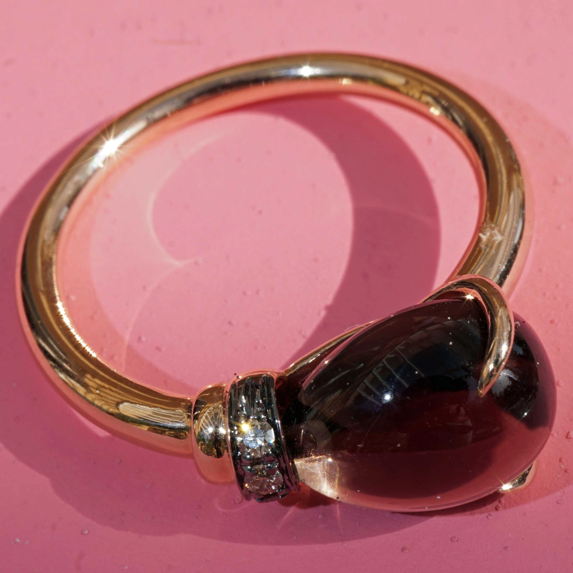 Drop Ring ...soo sweet...with smokeyquartz and brown diamond...made in Italy