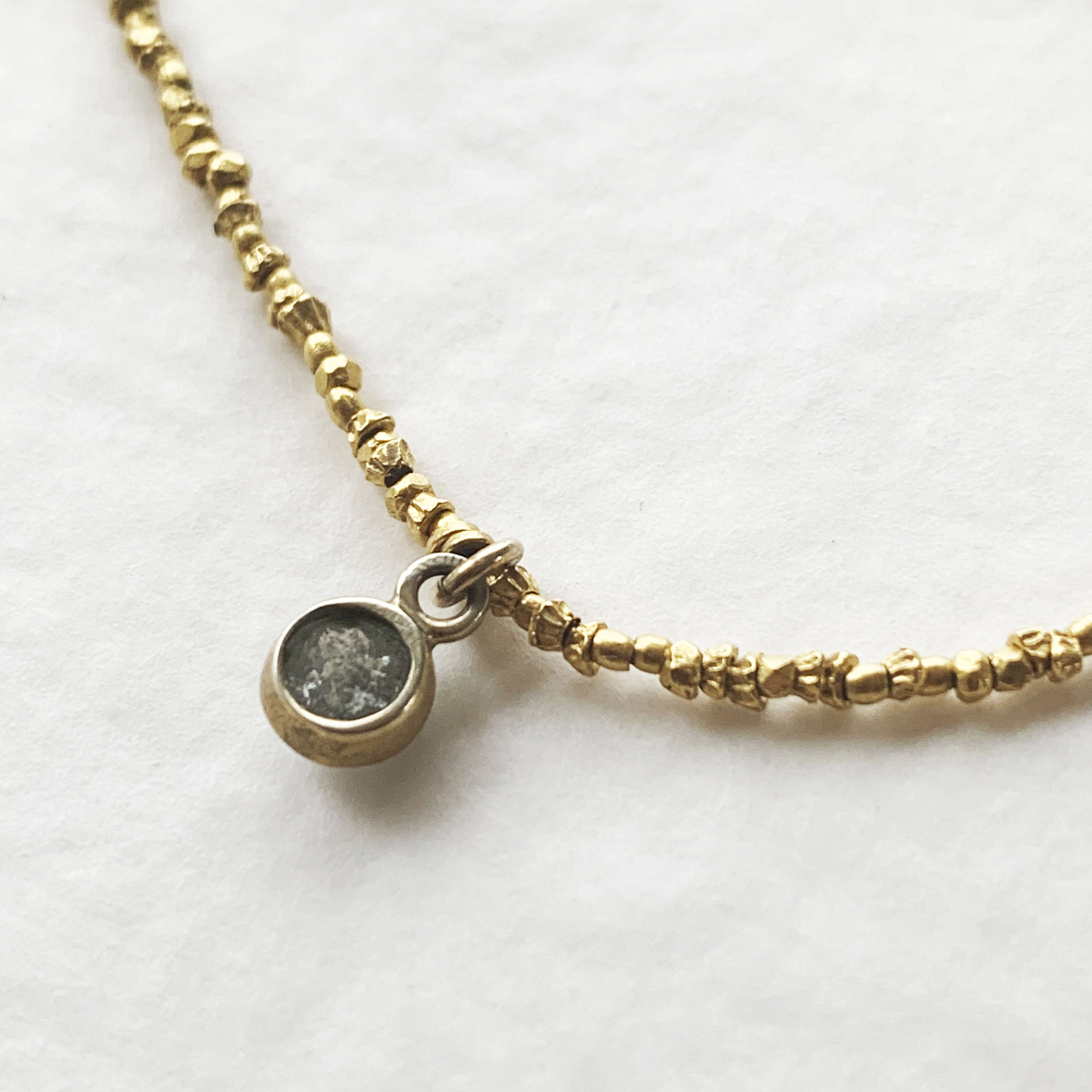 Kette 900er Feingold 8 Gramm mit Diamantrosen Anhänger Handarbeit feingliedrig