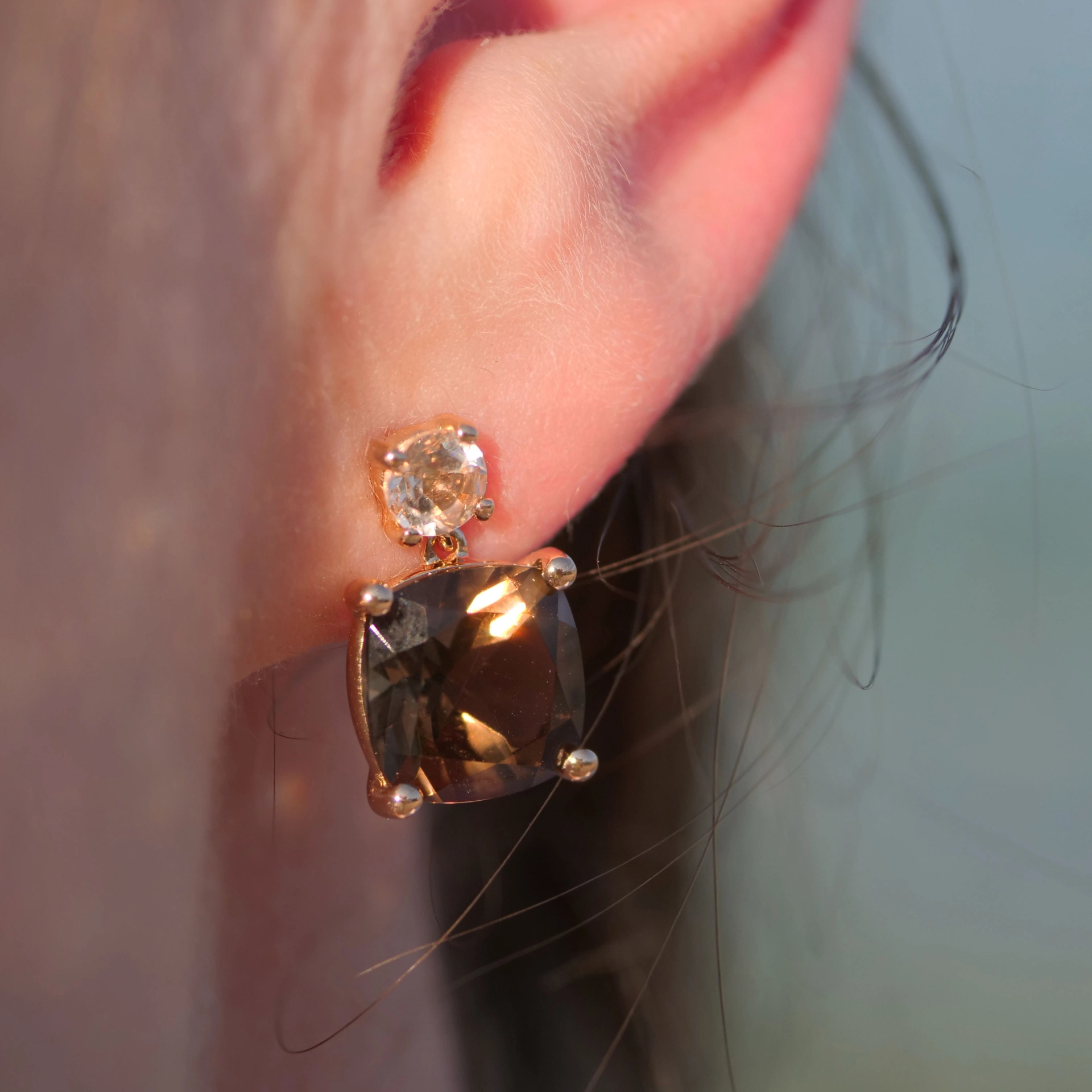 Brown Smokeyquartz and Morganite....ideal Kombination with Rosegold