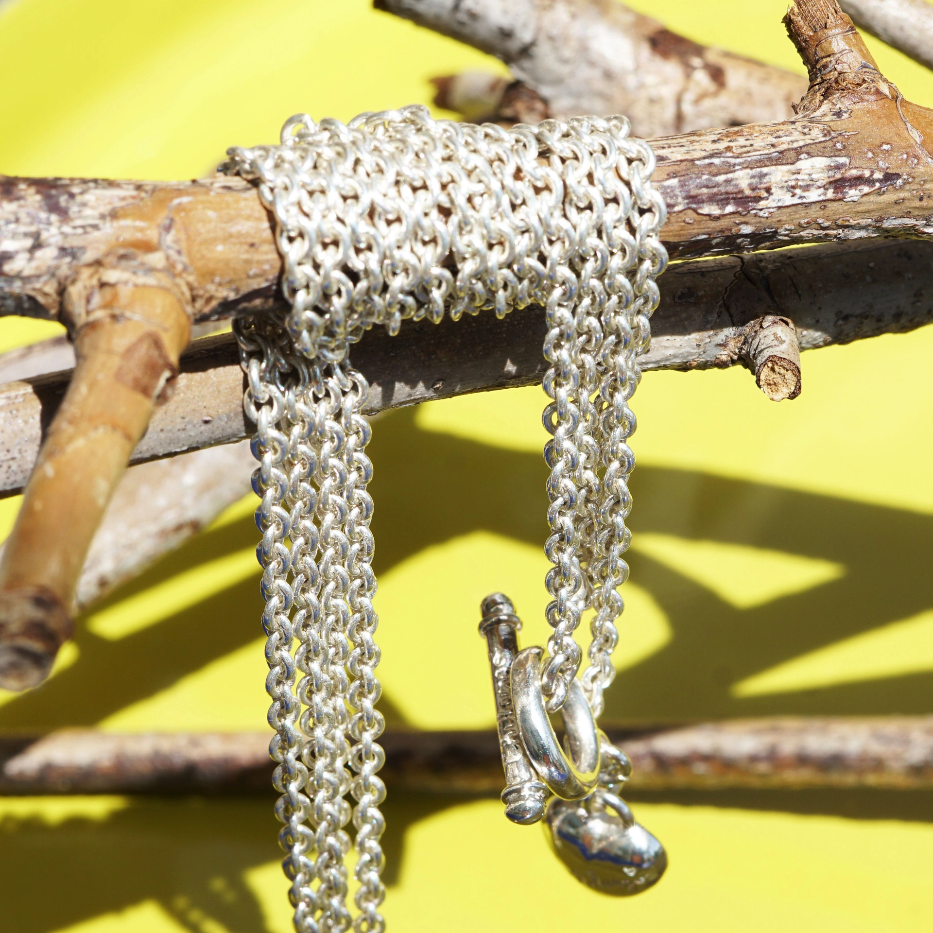 Chilango 4 mm Anchor Chain in 45 cm 925 silver 18kt rose gold plated