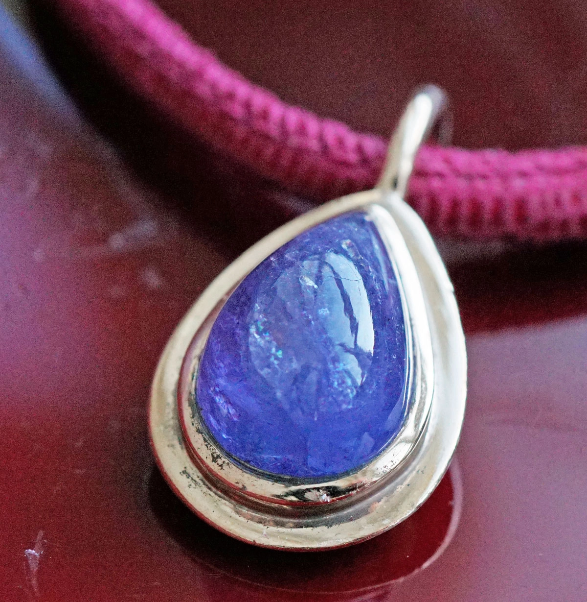 Tansania Pendant 31 x 16 mm Silver 925 Roségold plated great color