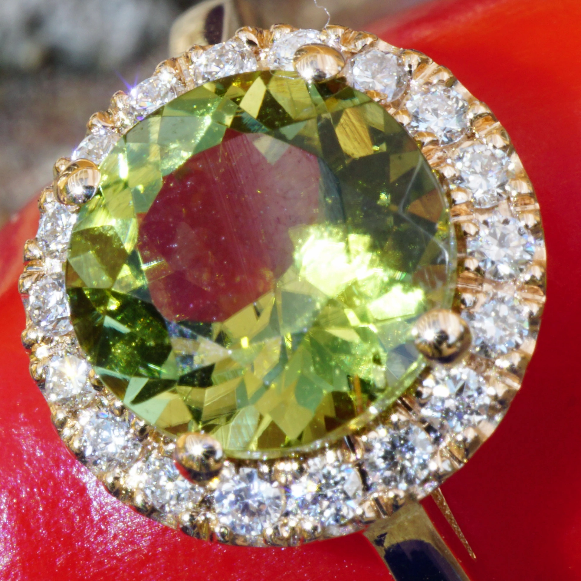 Turmalin Ring 18 kt Rosegold made in Valenza Springcolors