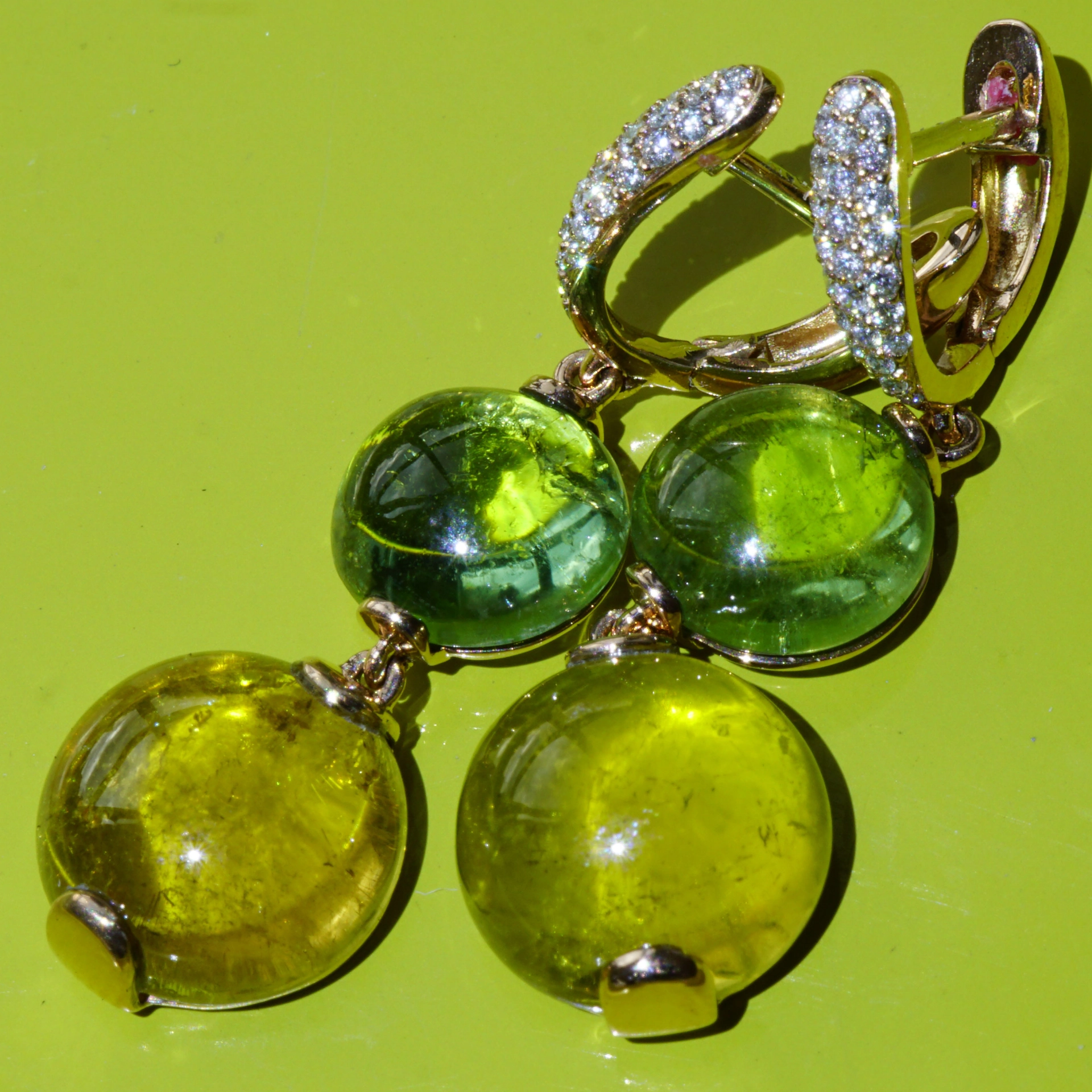 Mint Green and Olive Yellow Tourmaline Earrings....marvellous