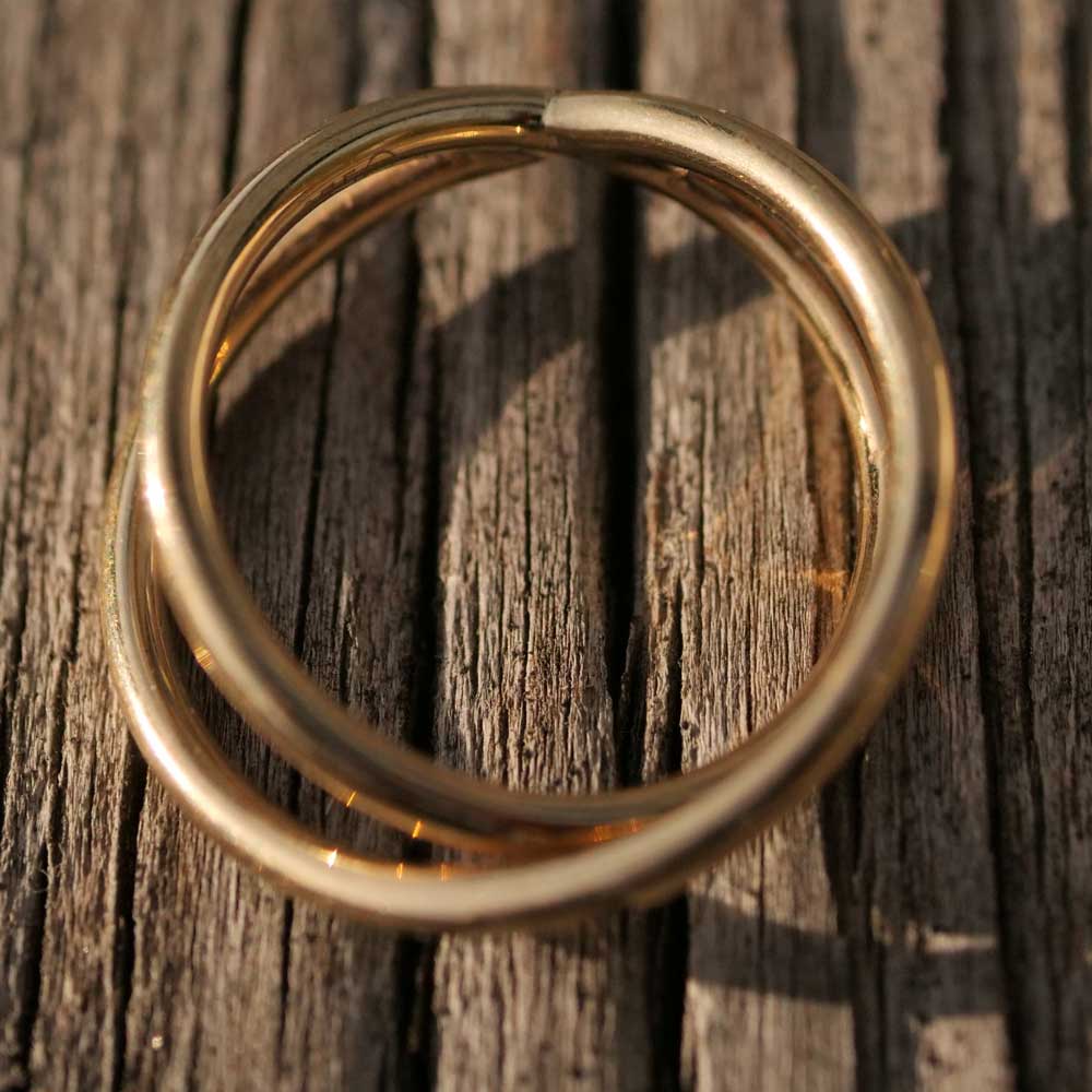 Guido Maria Kretschmer Jewellery Double Rail Ring in 375 Yellow Gold 17 mm D.